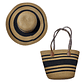 Set de Playa Bolso Grande de Rayas con Sombrero Elegante - Miniatura 9