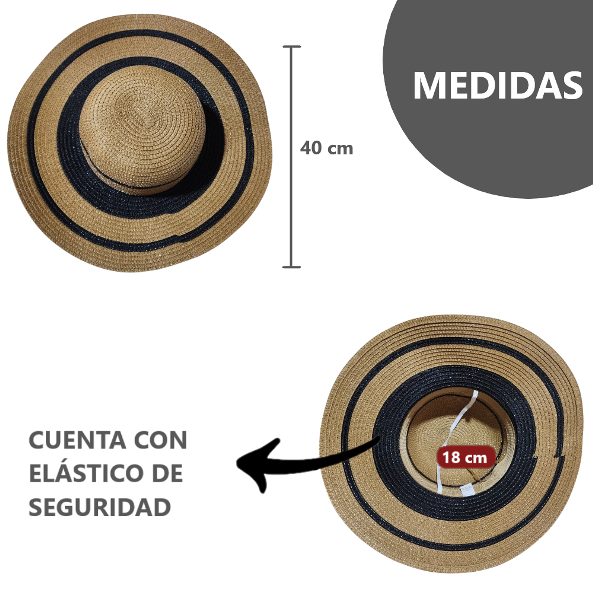 Set de Playa Bolso Grande de Rayas con Sombrero Elegante 7