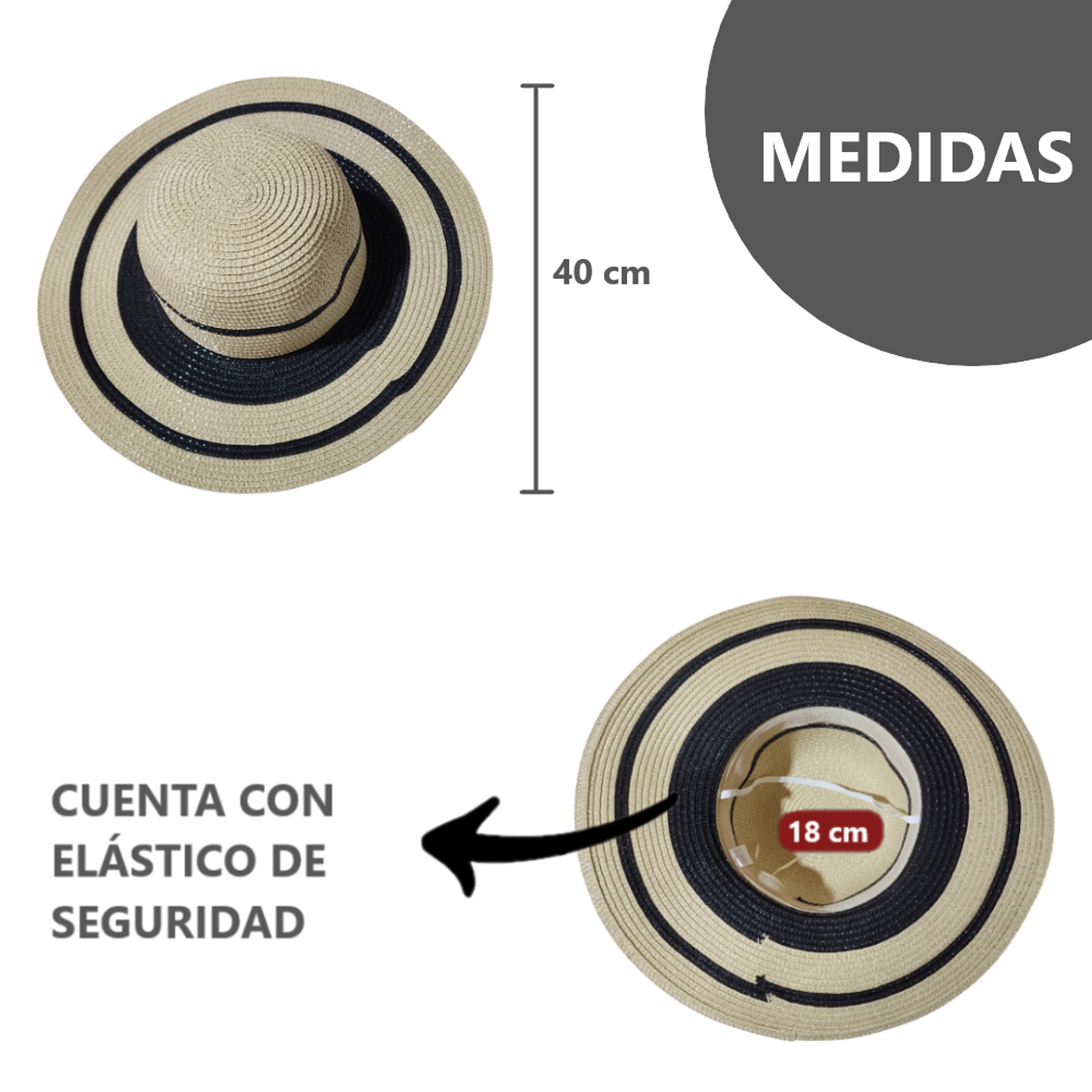 Set de Playa Bolso Grande de Rayas con Sombrero Elegante 14
