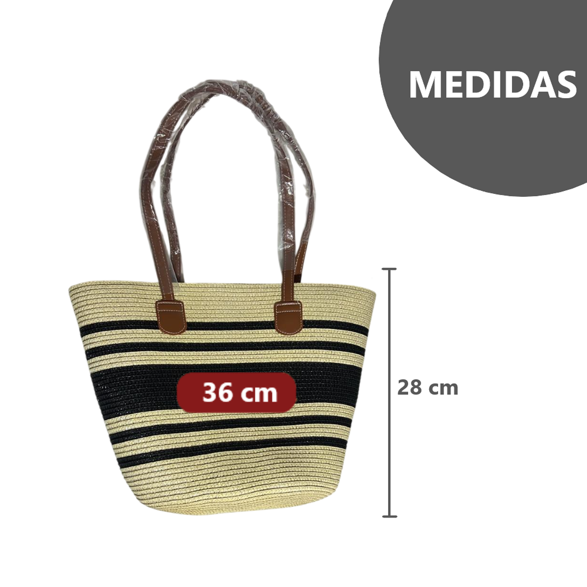 Set de Playa Bolso Grande de Rayas con Sombrero Elegante 16