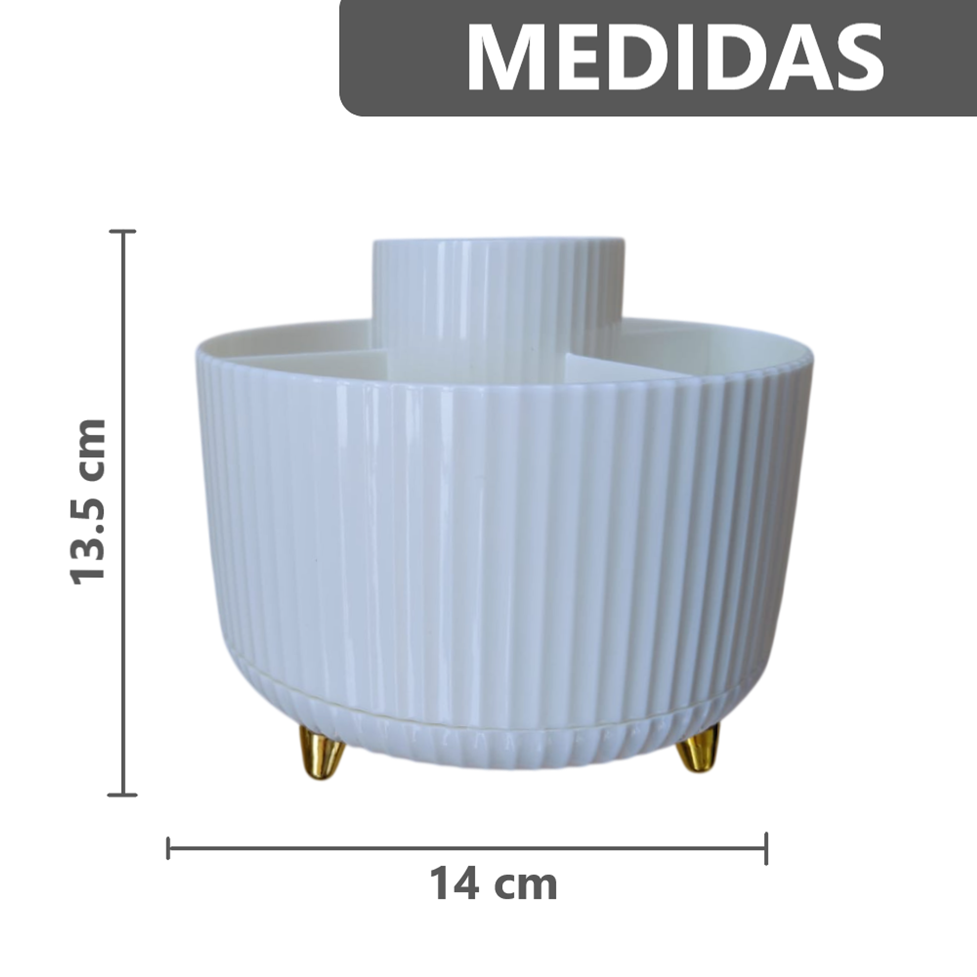 Organizador giratorio para brochas de maquillaje 5 ranuras 3