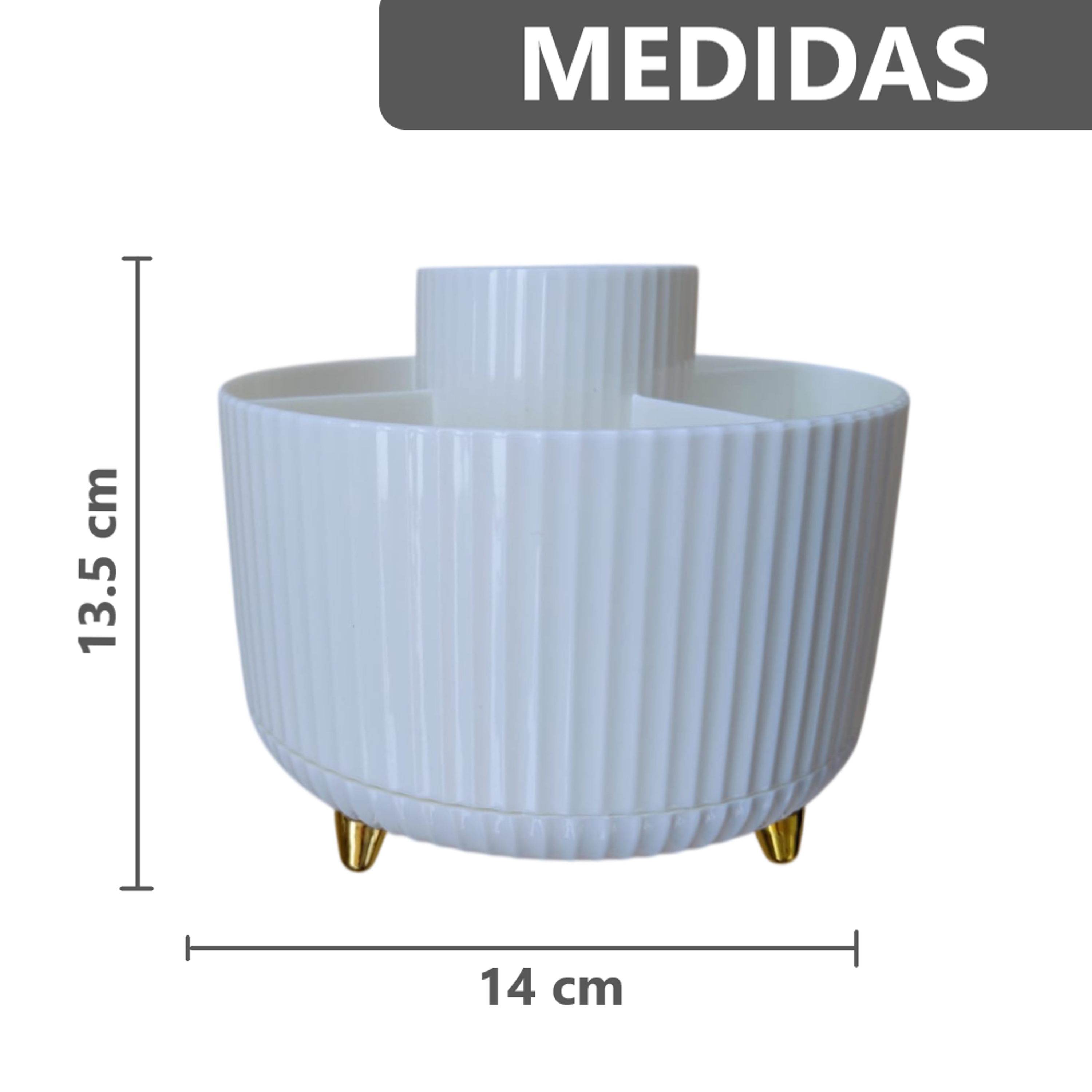 Organizador giratorio para brochas de maquillaje 5 ranuras 3