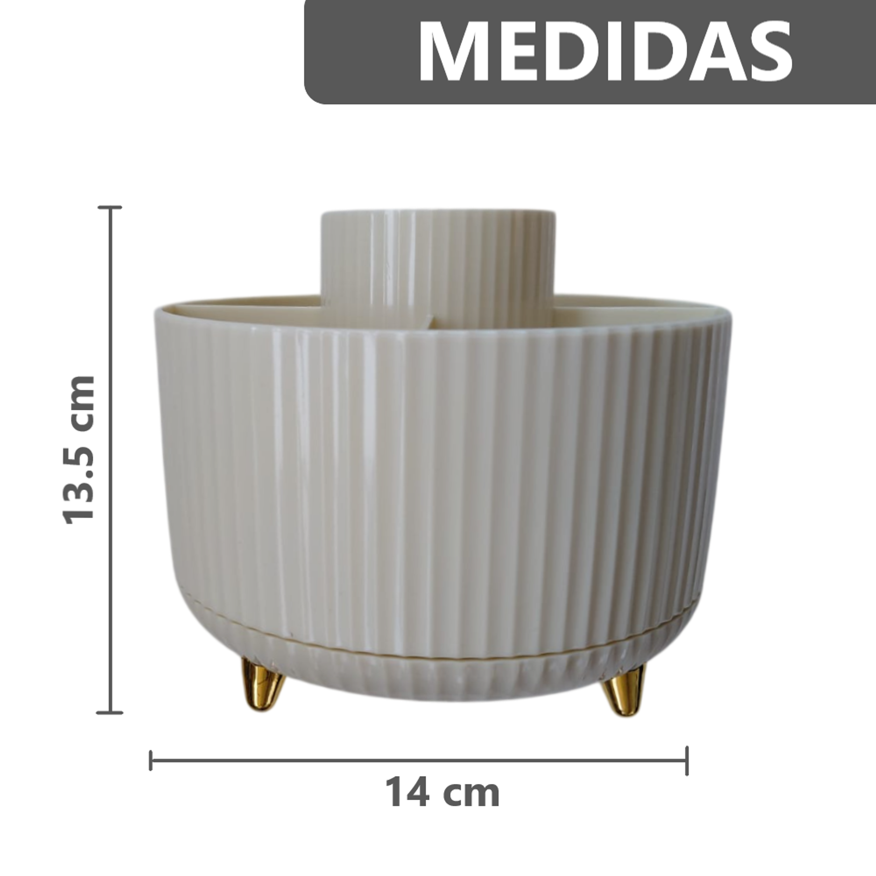 Organizador giratorio para brochas de maquillaje 5 ranuras 11