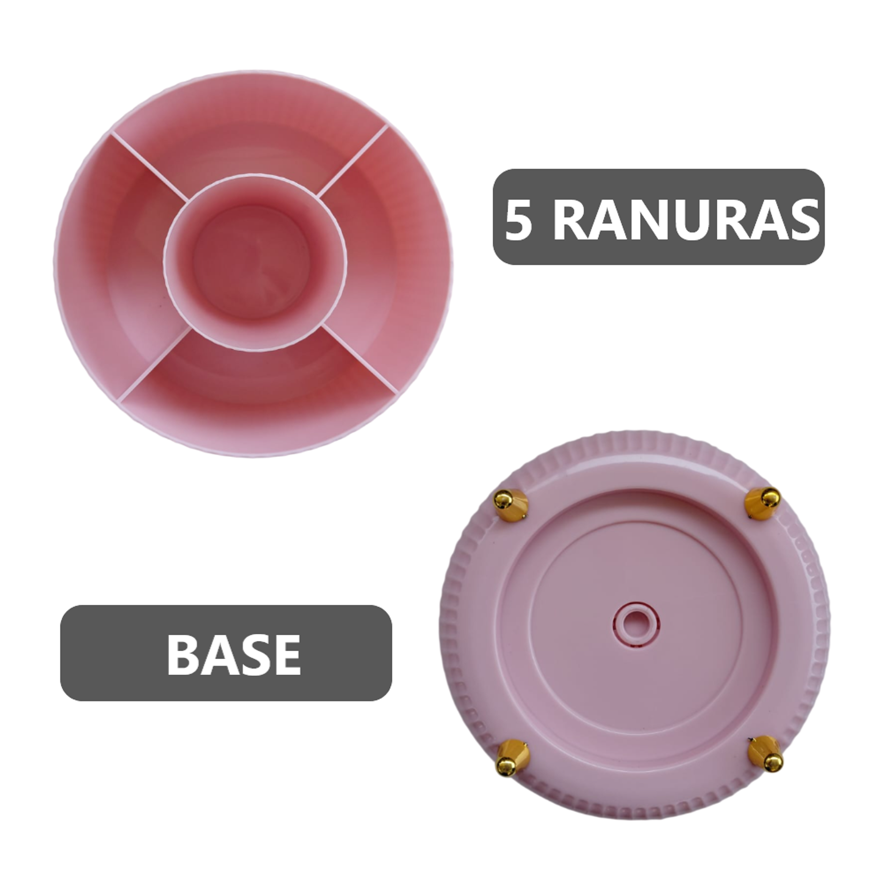 Organizador giratorio para brochas de maquillaje 5 ranuras 7