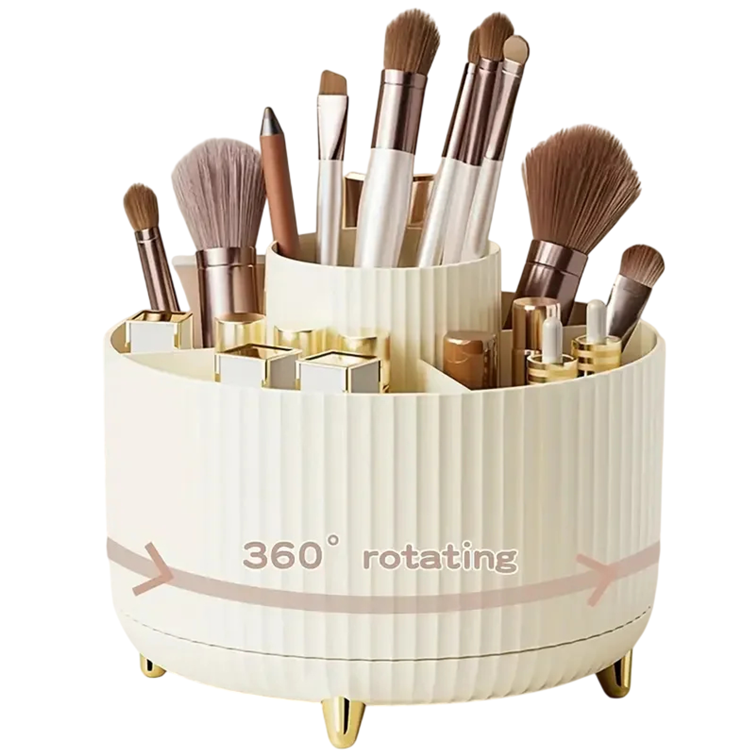 Organizador giratorio para brochas de maquillaje 5 ranuras 9