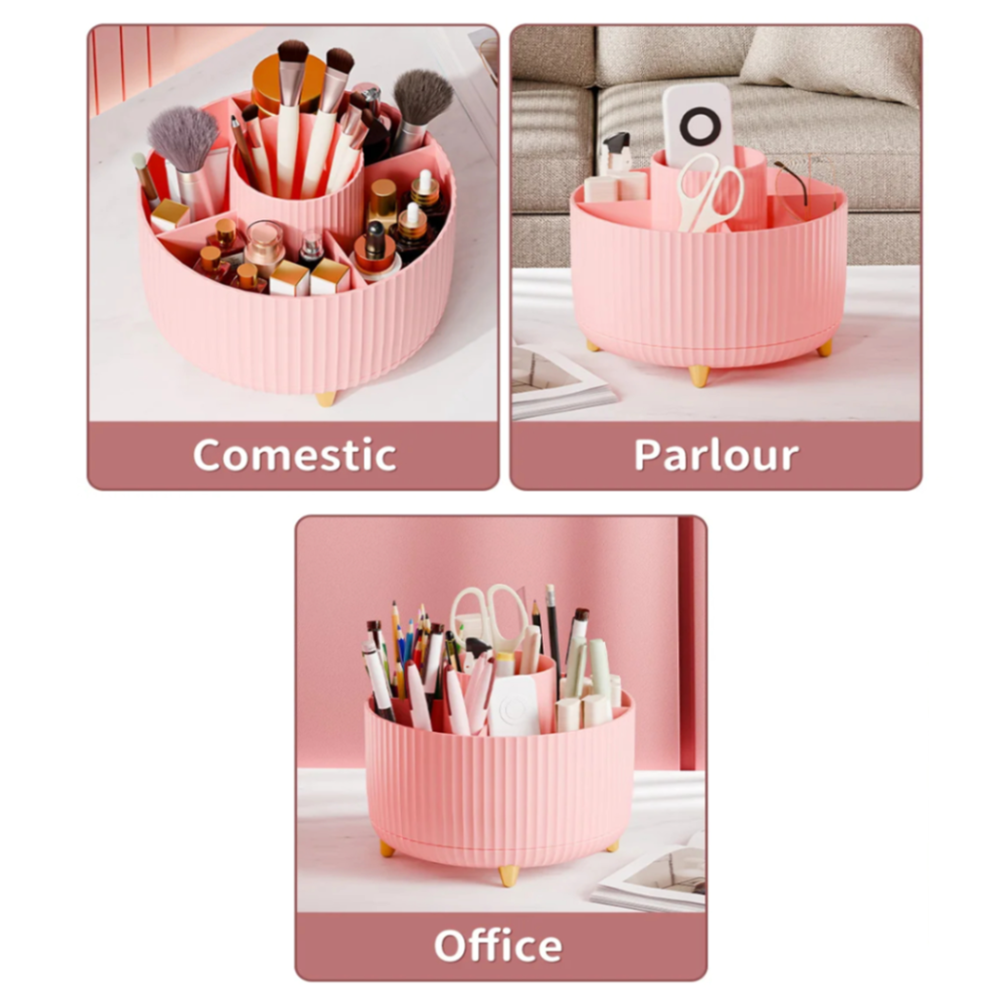 Organizador giratorio para brochas de maquillaje 5 ranuras 13