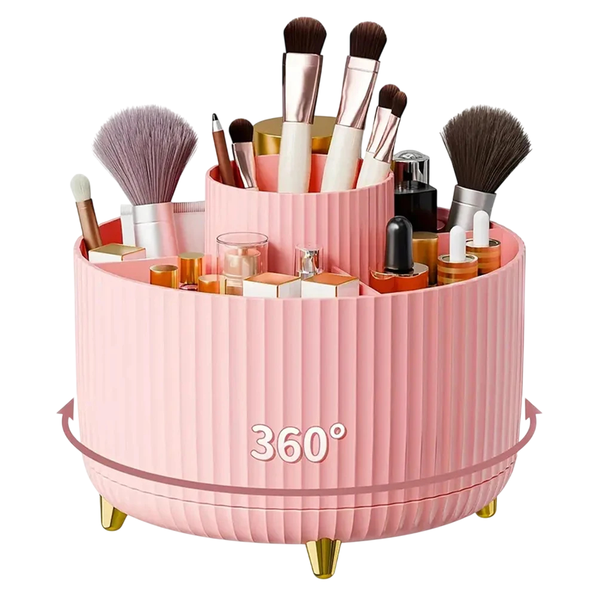 Organizador giratorio para brochas de maquillaje 5 ranuras 5