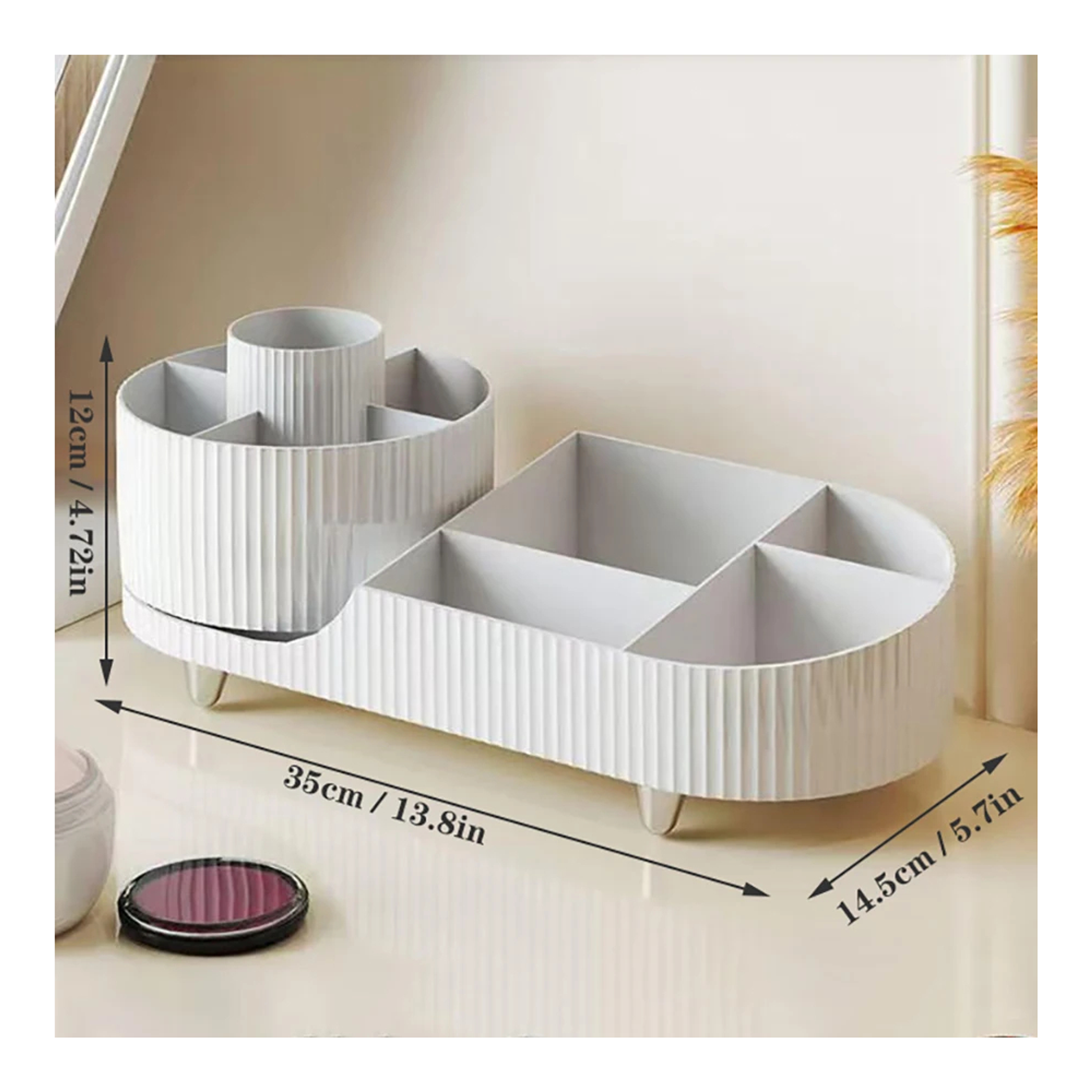 Organizador giratorio para brochas de maquillaje 9 ranuras 16