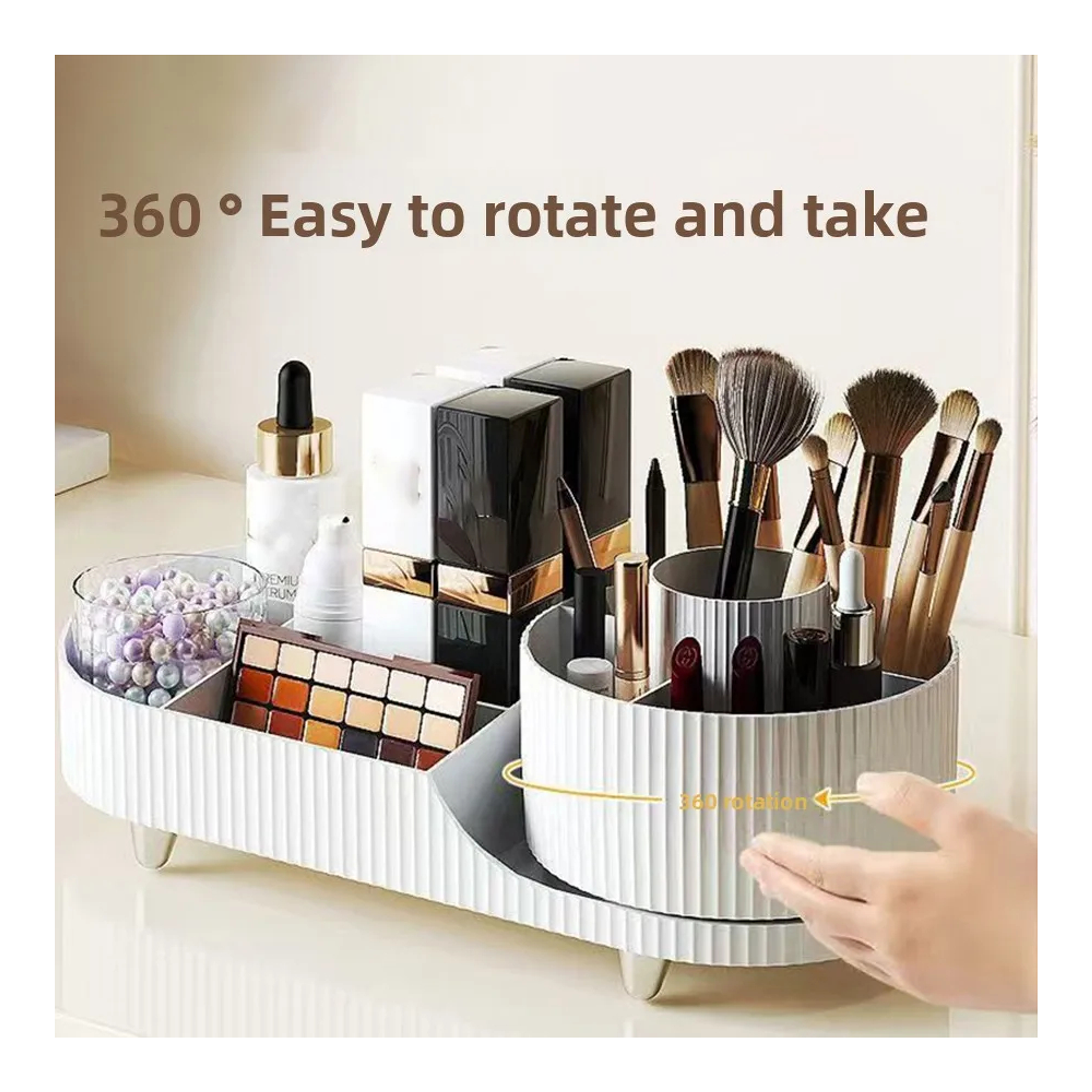 Organizador giratorio para brochas de maquillaje 9 ranuras 5