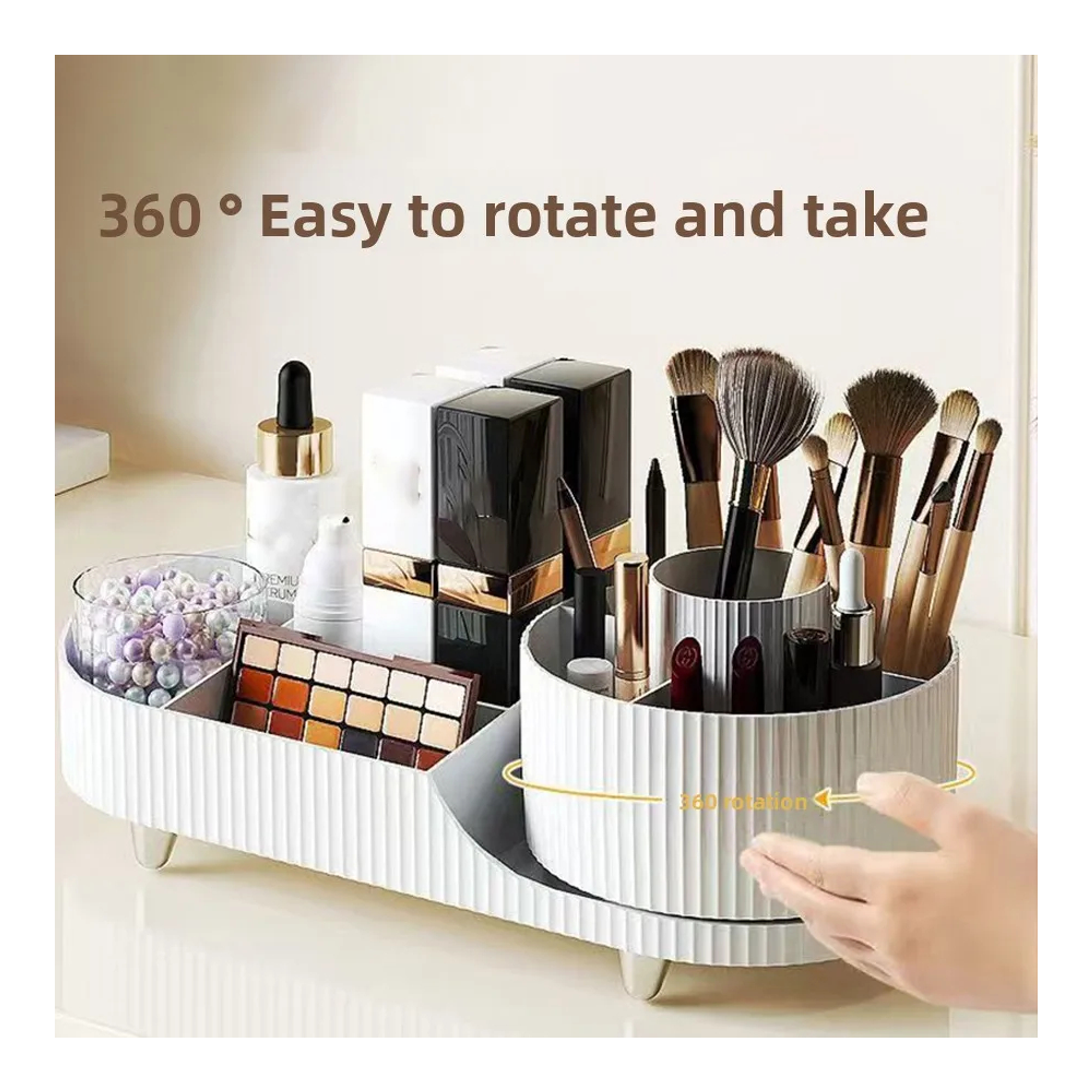 Organizador giratorio para brochas de maquillaje 9 ranuras 11