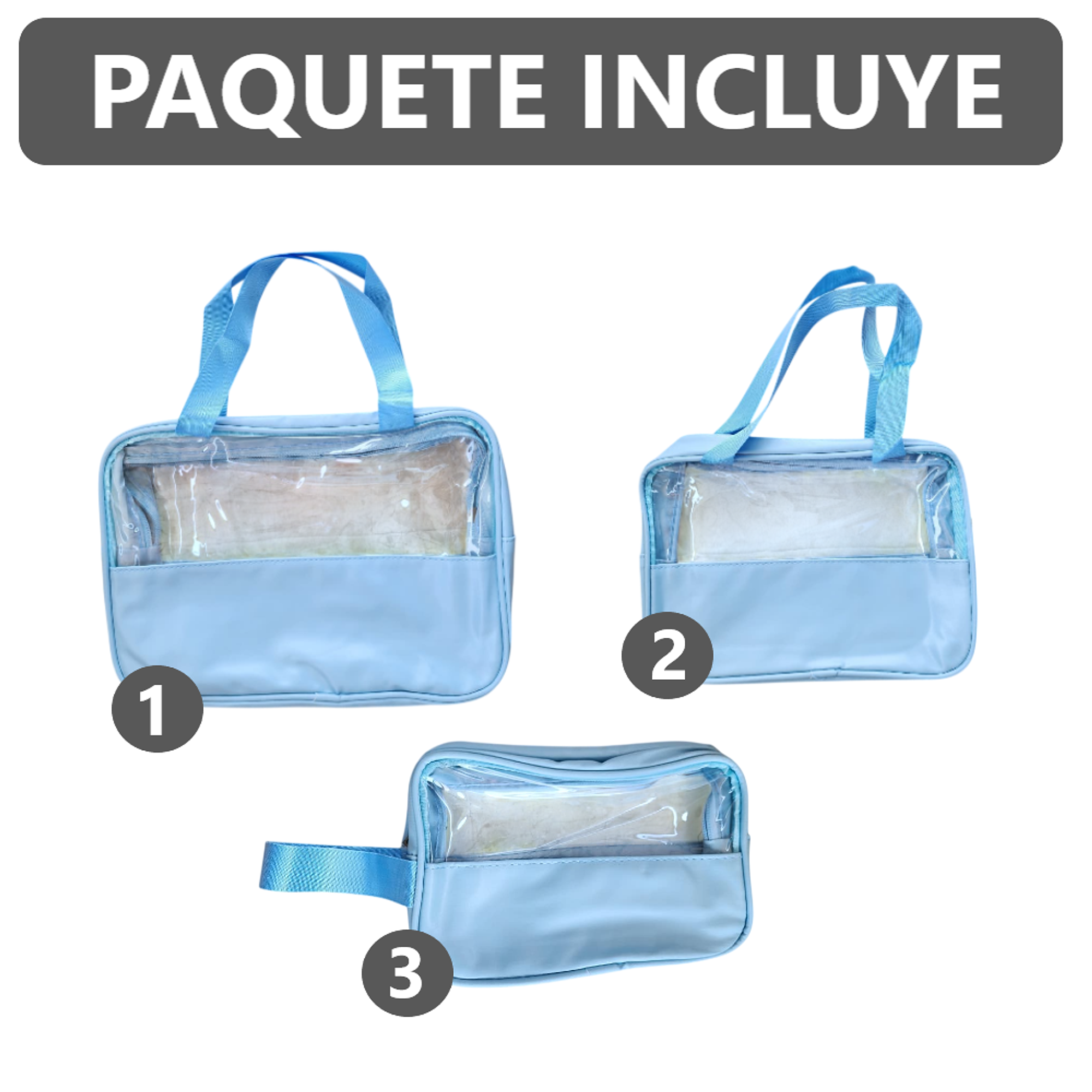 Kit 3 en 1 Bolsas de Maquillaje estuche neceser - 30x20x12 cm 2