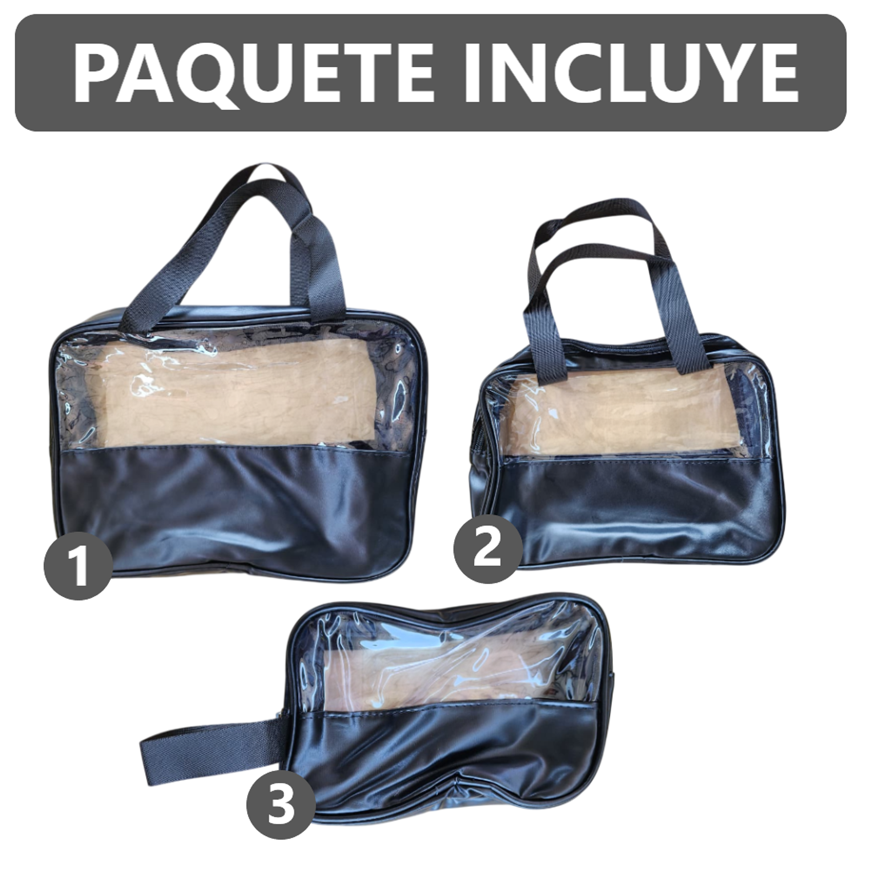 Kit 3 en 1 Bolsas de Maquillaje estuche neceser - 30x20x12 cm 14