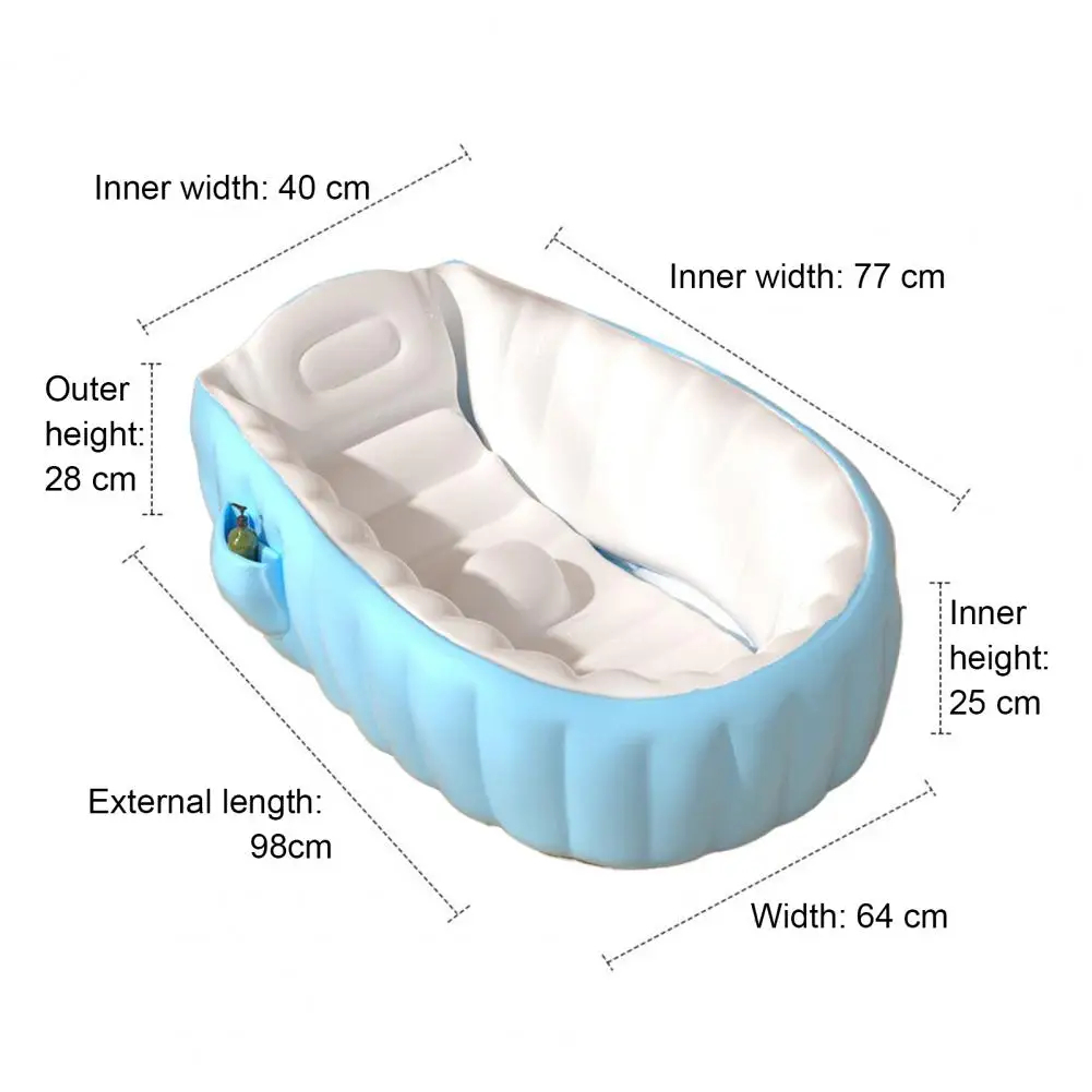 Bañera Tina inflable Portátil 98x64x28 cm con Inflador  2