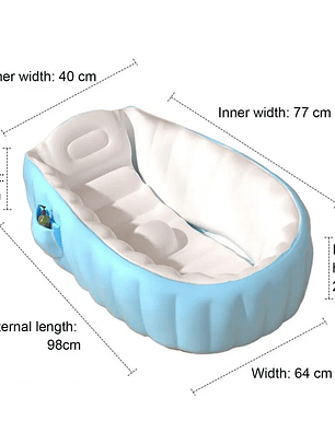 Bañera Tina inflable Portátil 98x64x28 cm con Inflador 