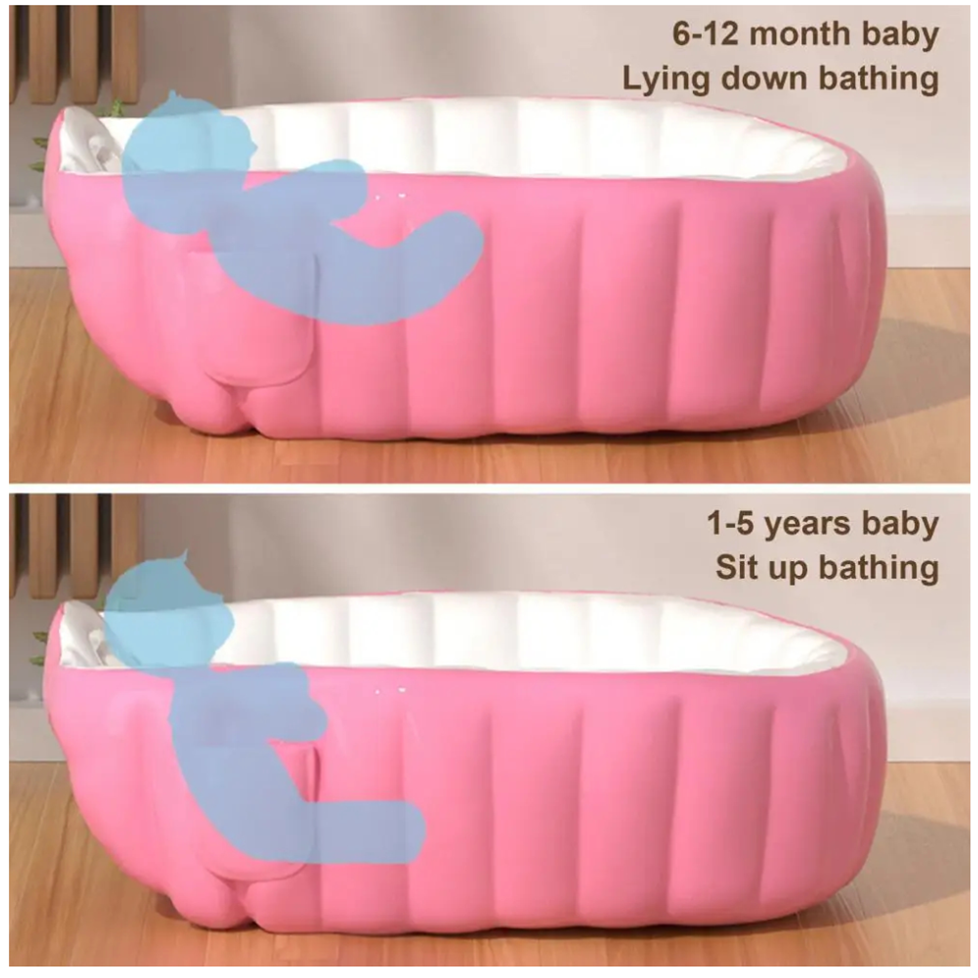 Bañera Tina inflable Portátil 98x64x28 cm con Inflador  11