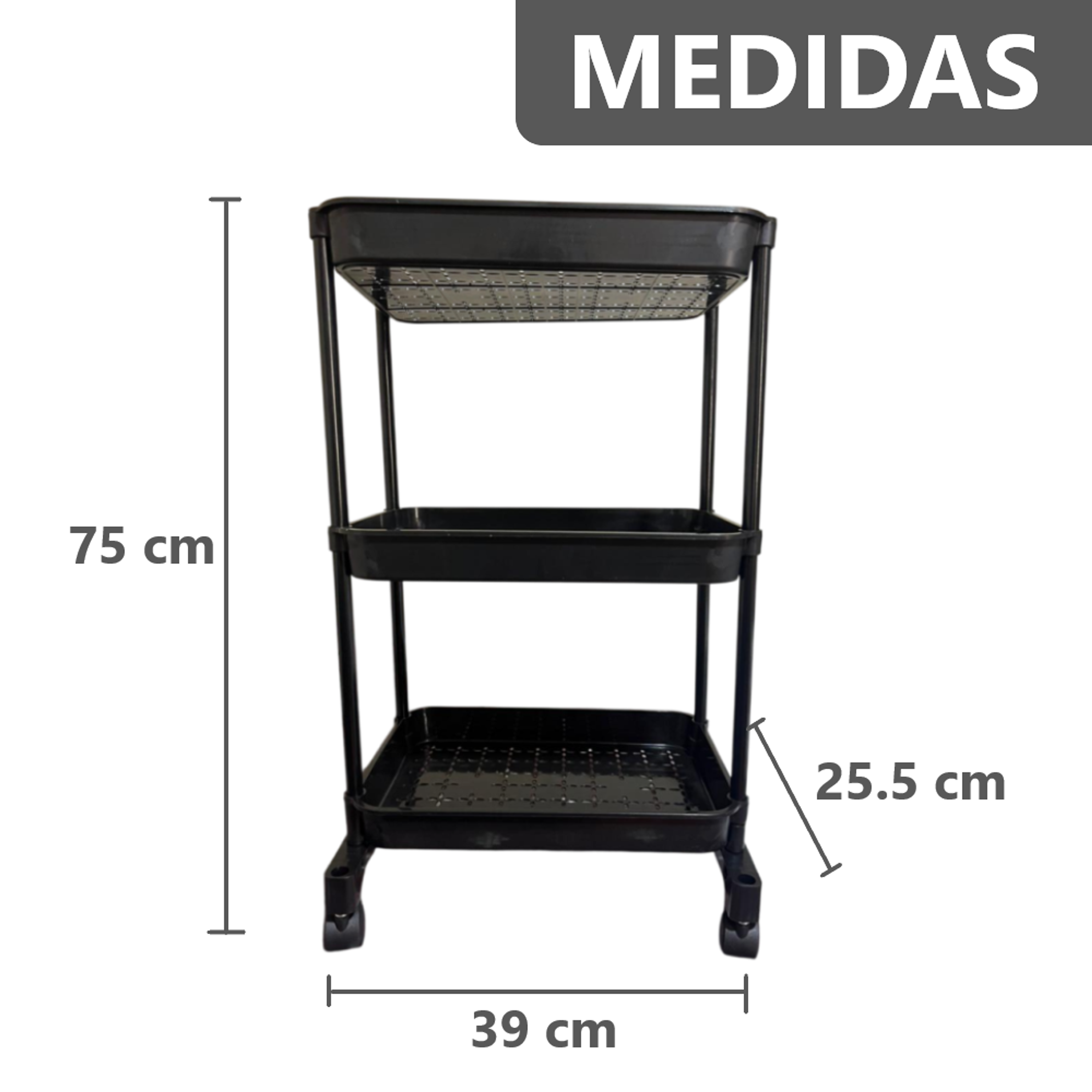 Carrito Organizador Multiuso de 3 Niveles rodante 3
