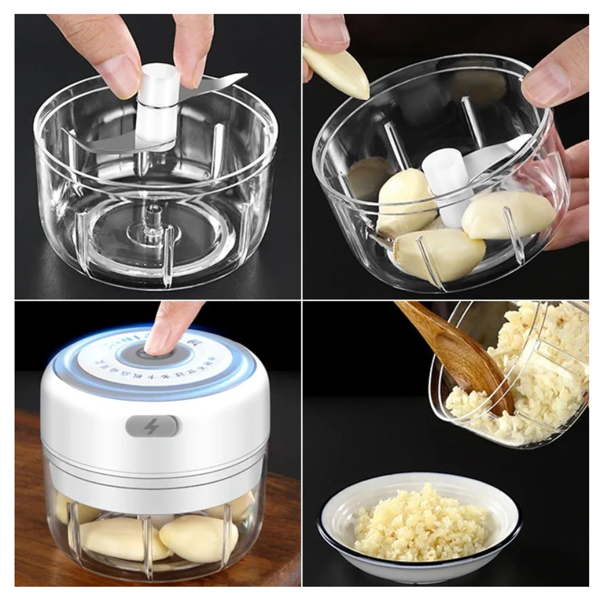 Picadora Eléctrica Mini de Alimentos de un Botón 9