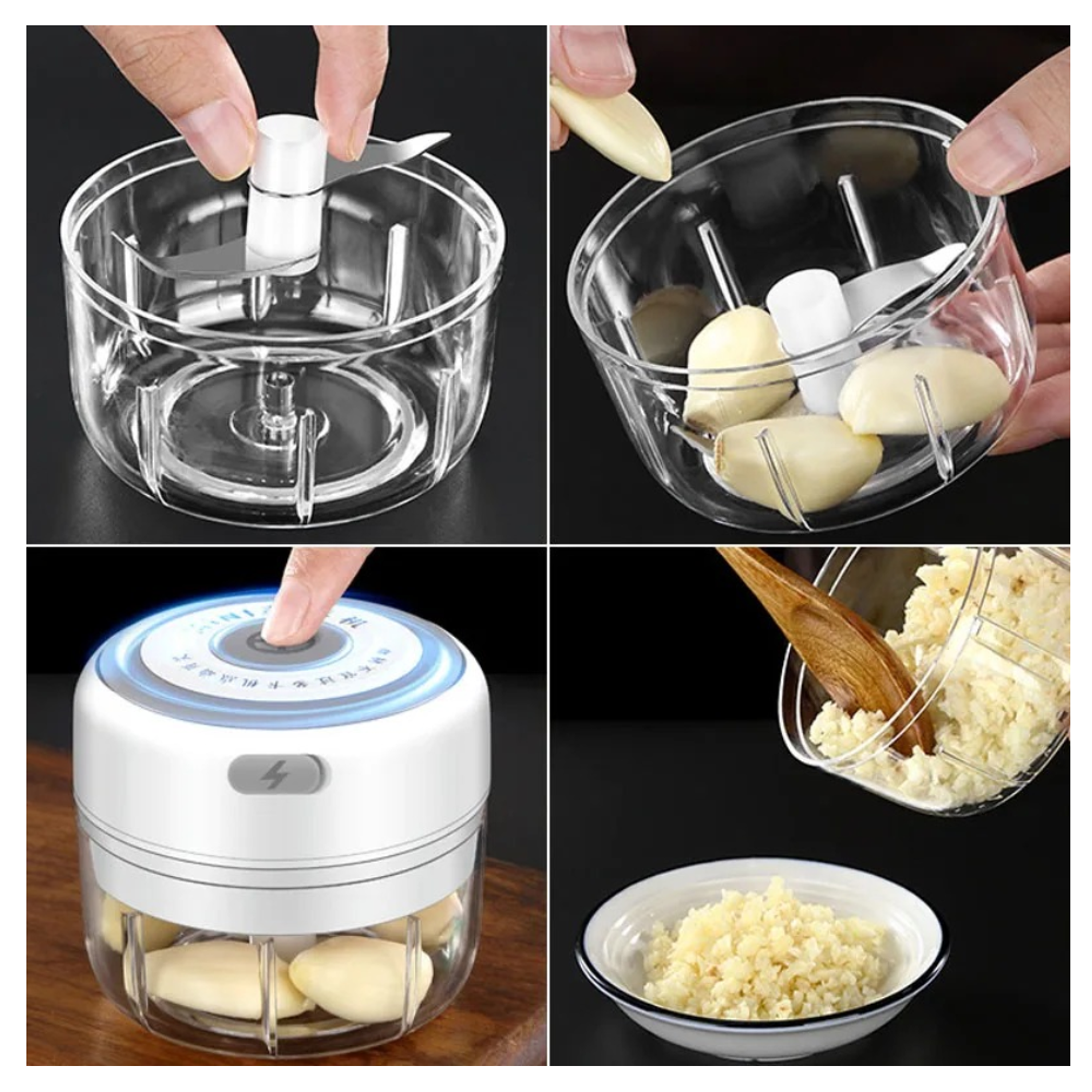 Picadora Eléctrica Mini de Alimentos de un Botón 9