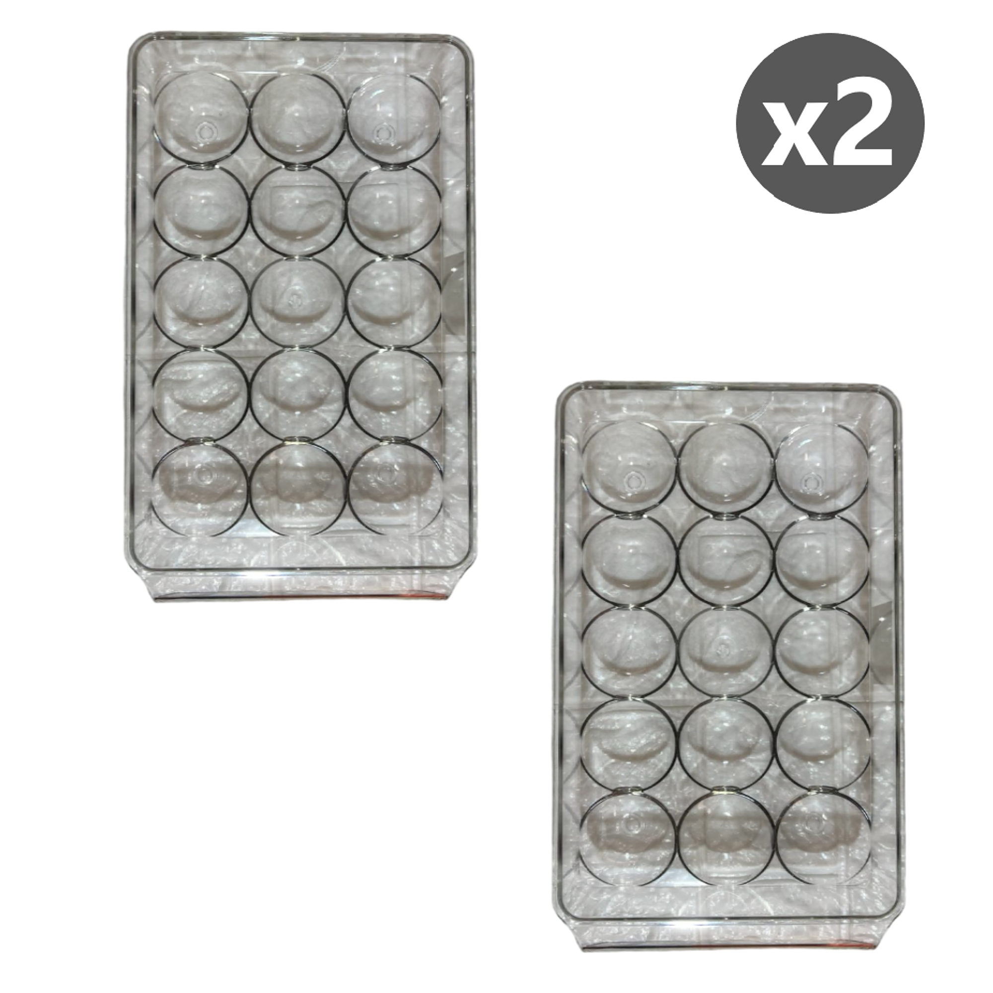 Pack x2 Organizador dispensador de acrílico para huevos 15 espacios - transparente 1