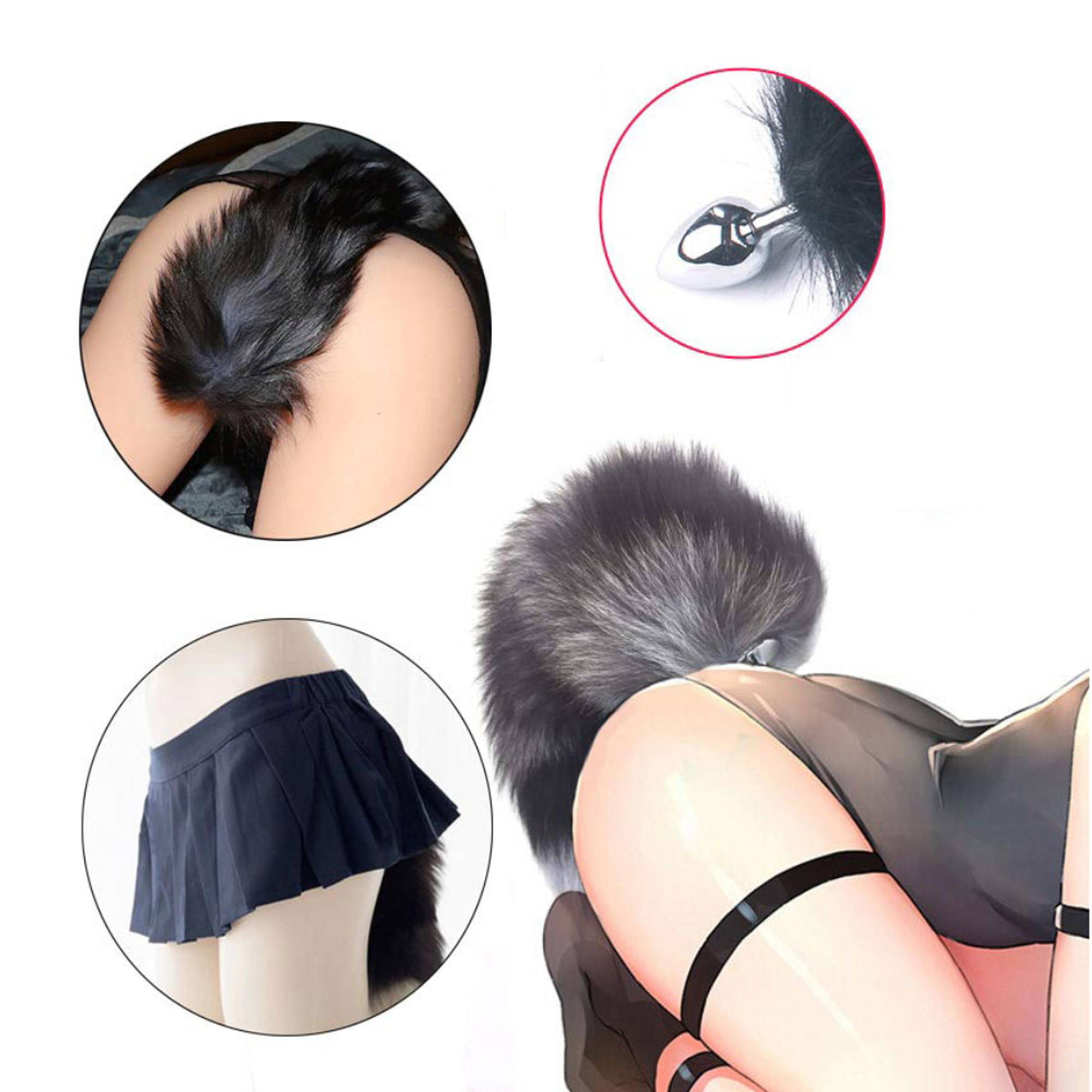 Plug cola de zorro 7.2 x 2.8 cm de largo 40cm 1