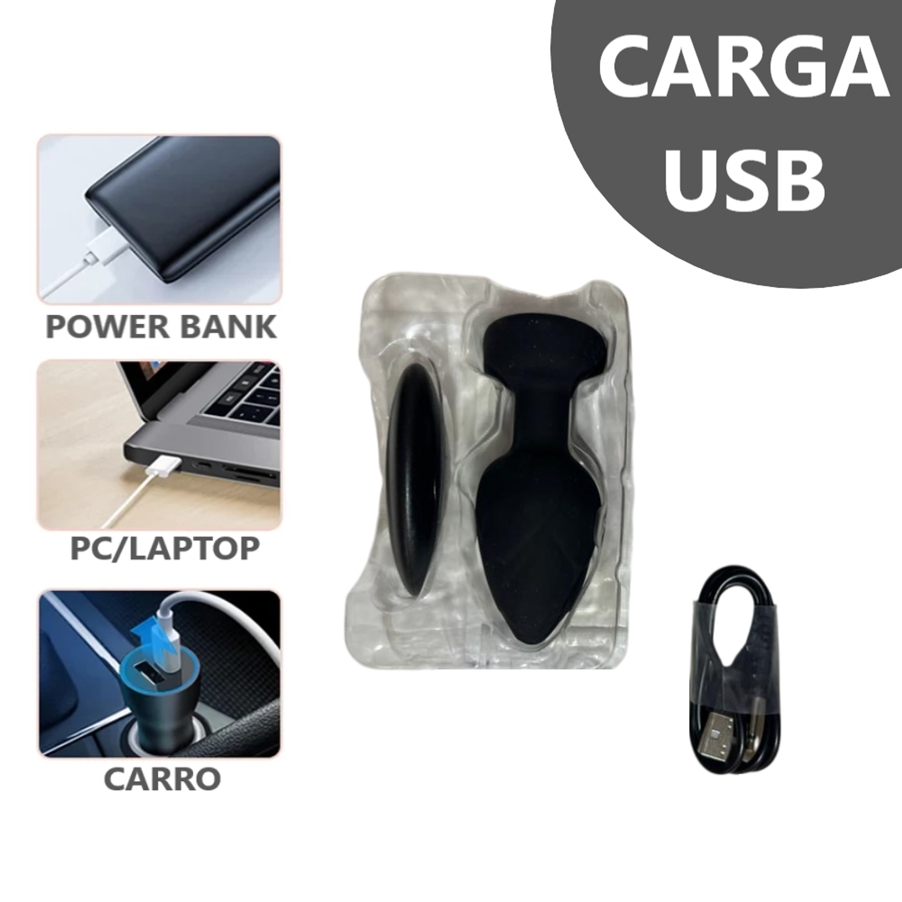 Plug Vibrador de 10 modos con control - Negro 3