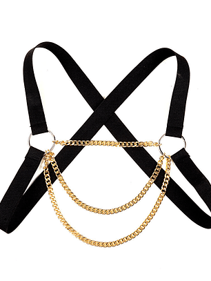 Arnés de Pecho con Cadenas Doradas