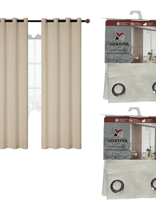 Pack x2 cortinas de 140x240cm con 8 ojales - Beige Tipo Tejido