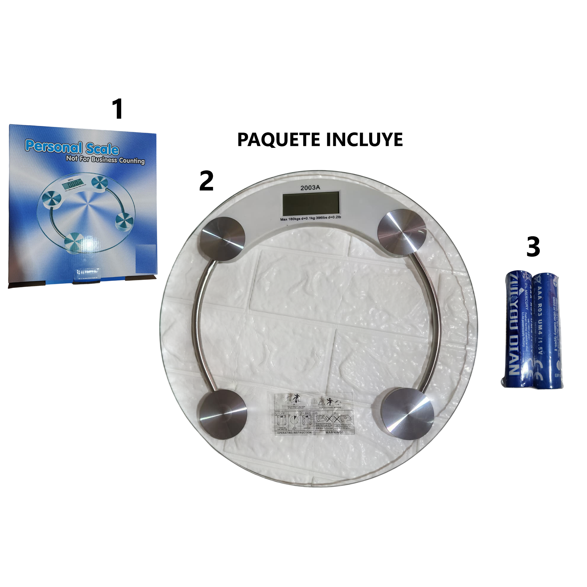 Balanza corporal a pila báscula de hasta 180 kilos - Redondo 2