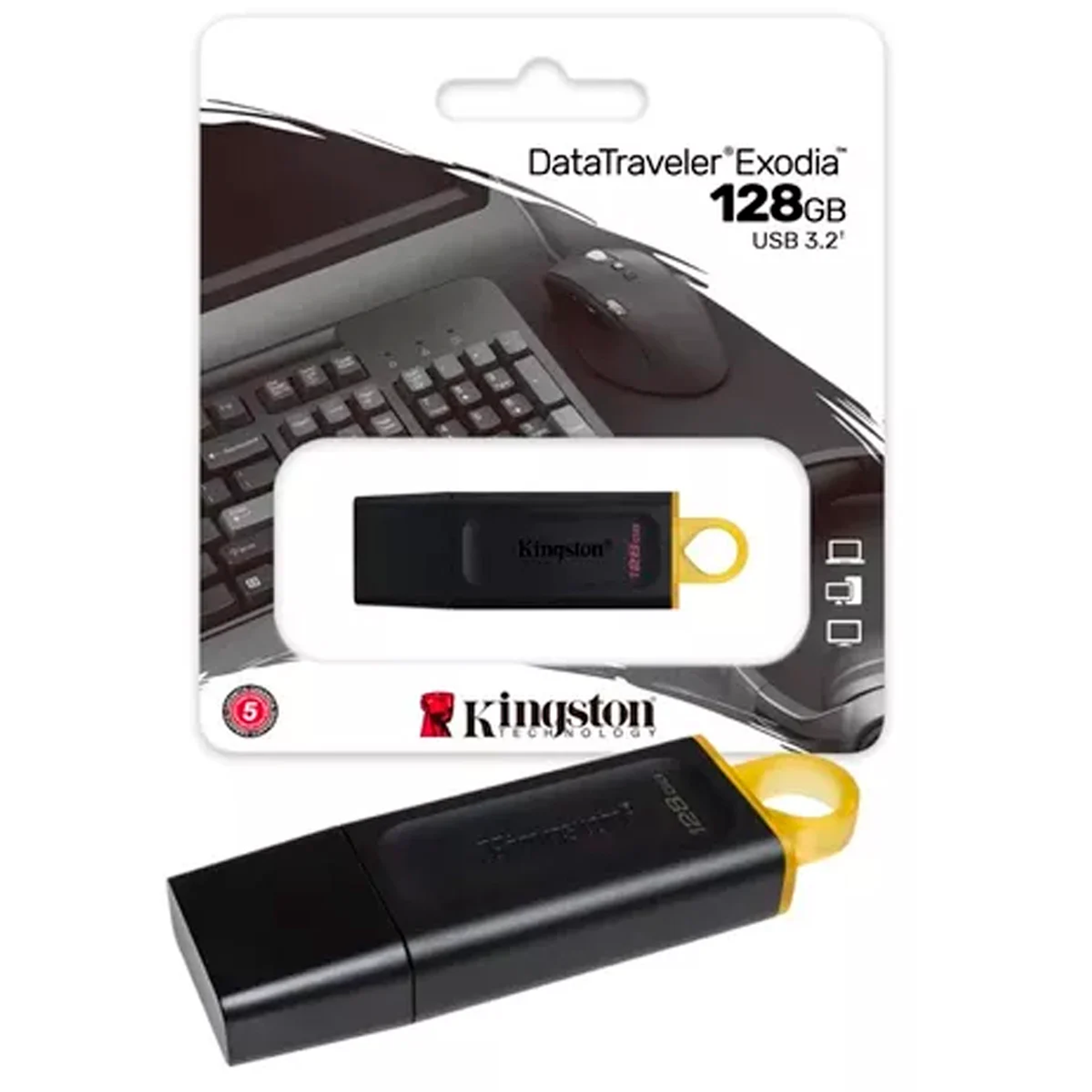 MEMORIA USB 128GB KINGSTON NEGRO CON AMARILLO 2