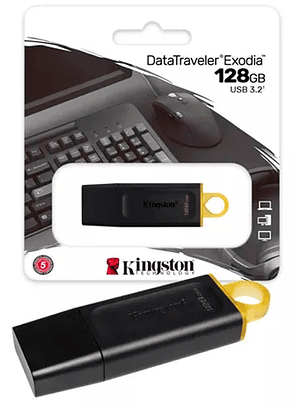 MEMORIA USB 128GB KINGSTON NEGRO CON AMARILLO