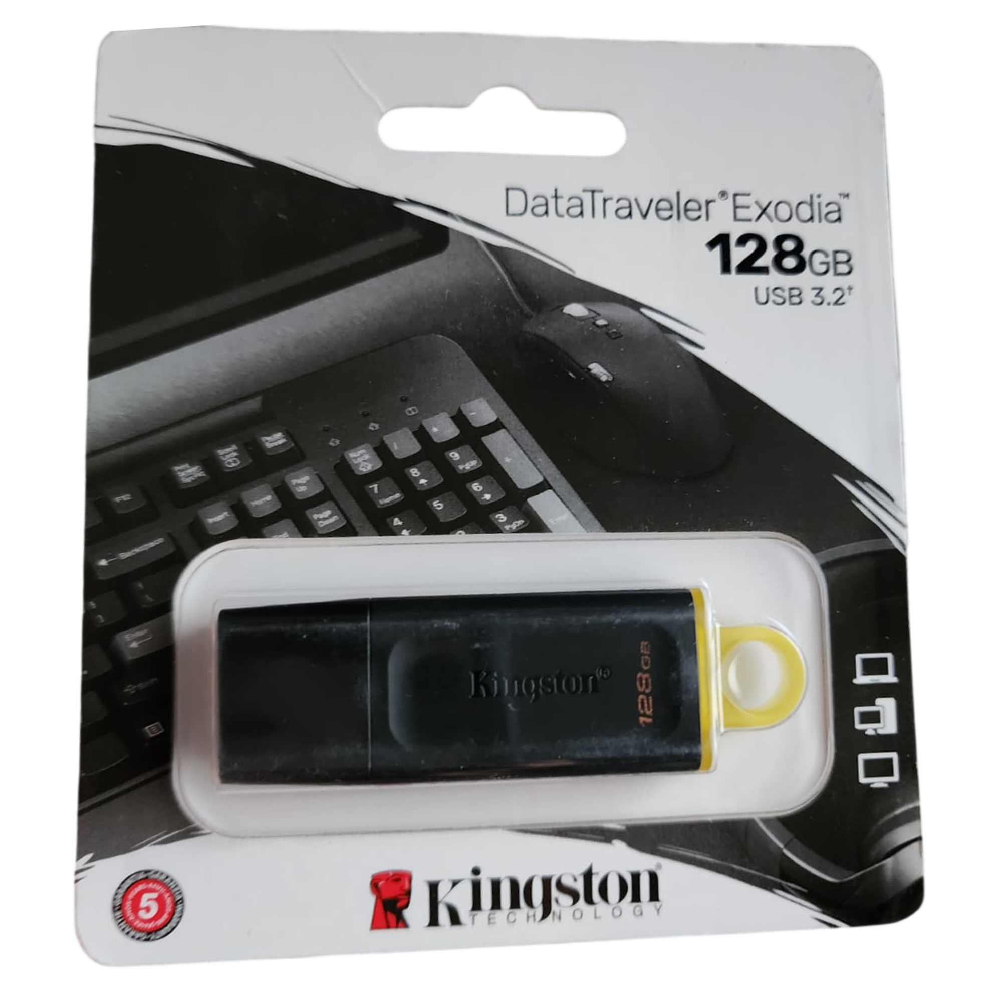 MEMORIA USB 128GB KINGSTON NEGRO CON AMARILLO 1