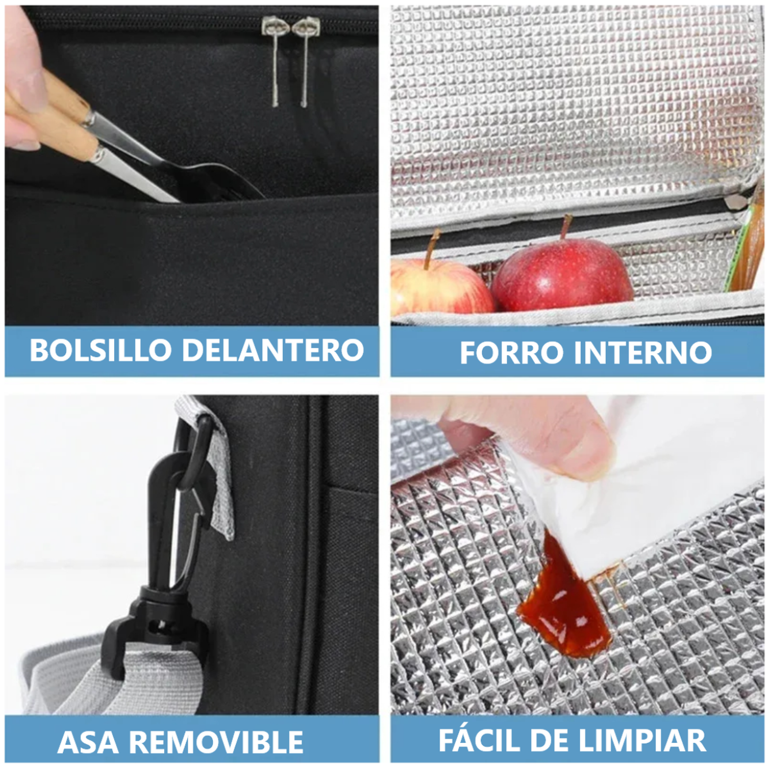 Lonchera Térmica con Asa Removible y Bolsillo Delantero - Color entero 5