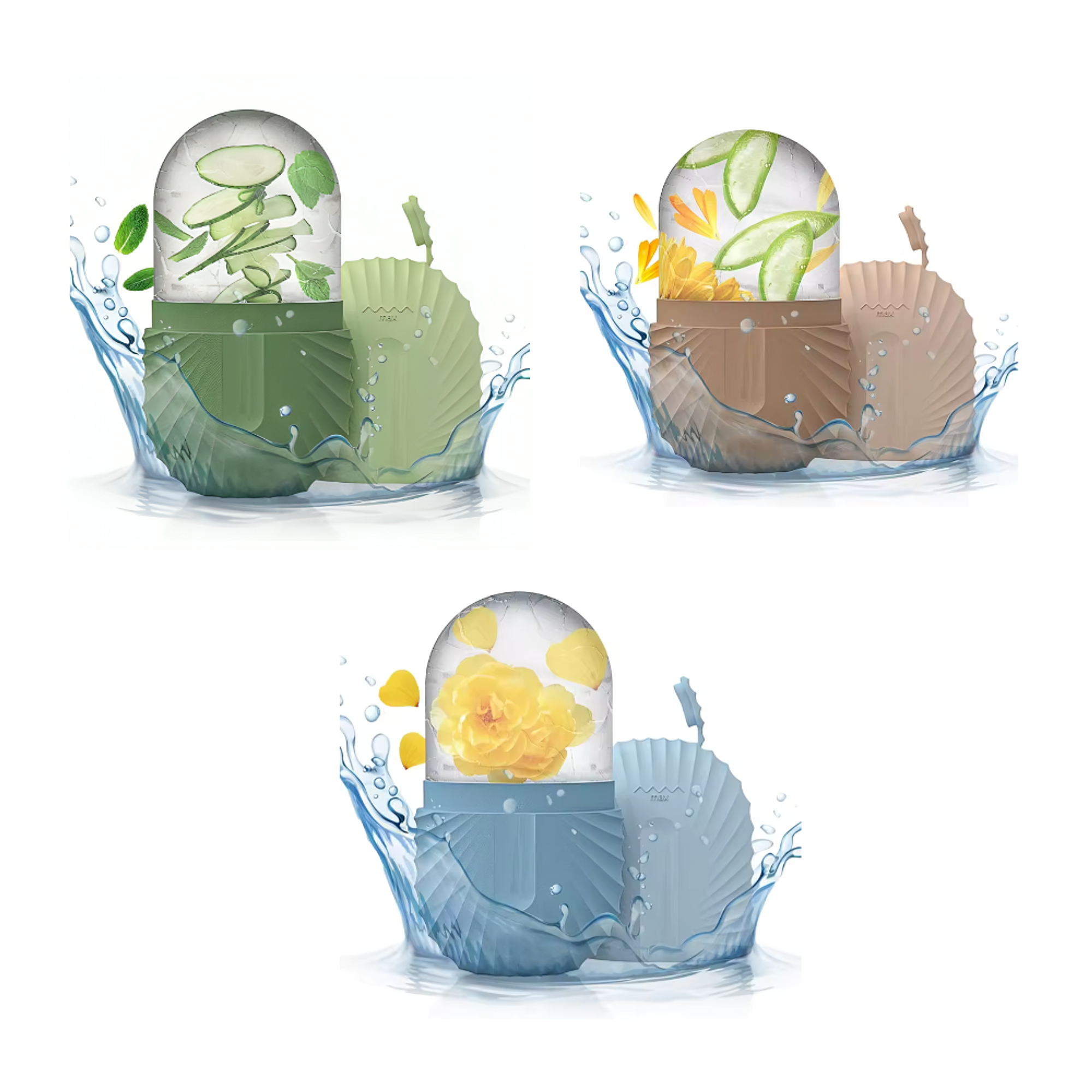 Pack x3 Masajeadores Molde de hielo reutilizable para el rostro - Colores Aleatorios 2