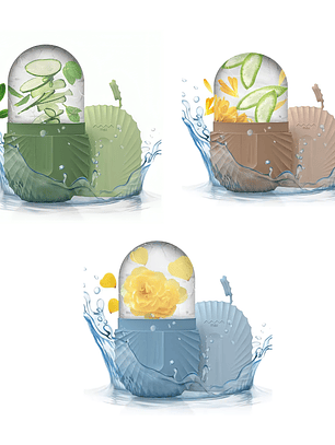 Pack x3 Masajeadores Molde de hielo reutilizable para el rostro - Colores Aleatorios