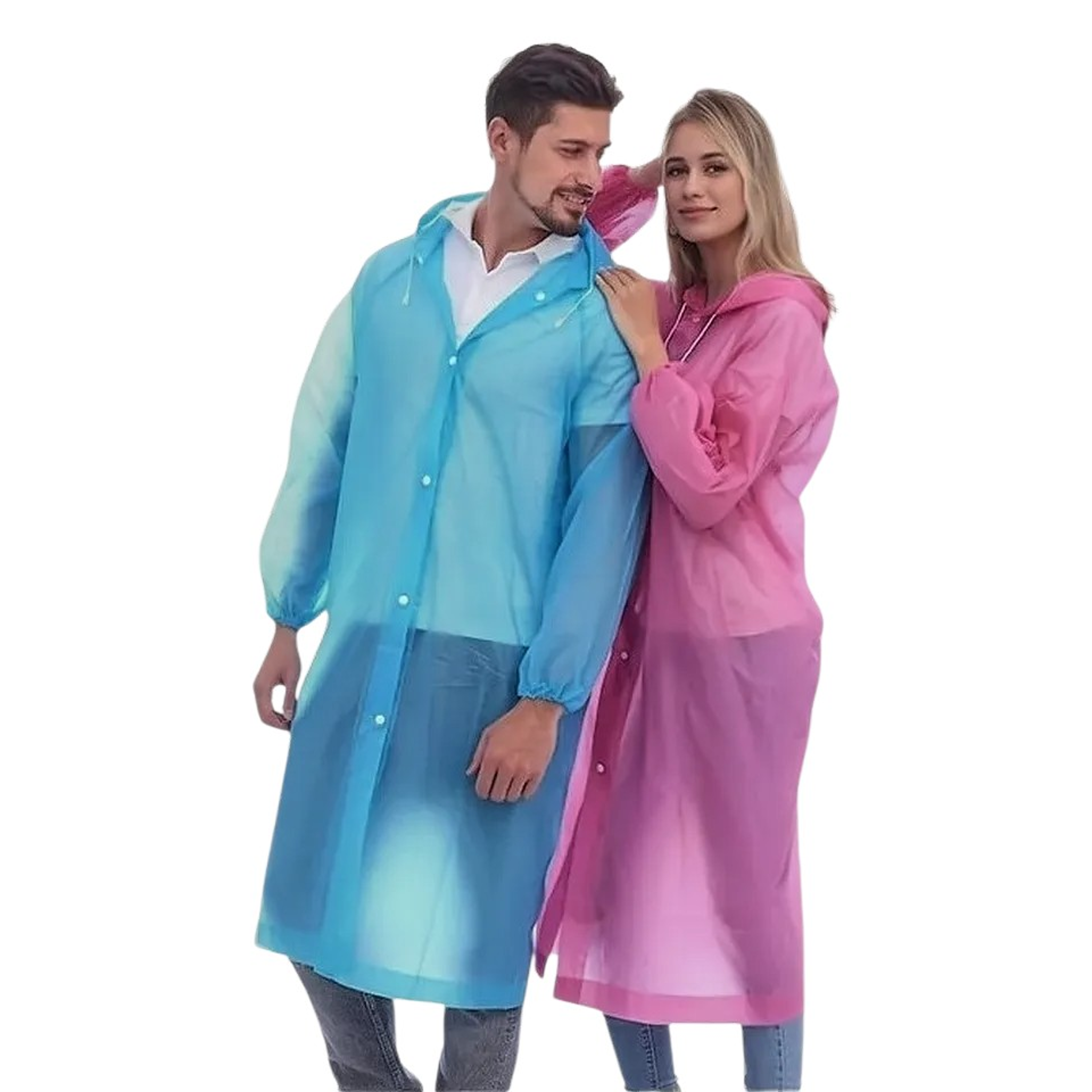 Poncho Ligero Impermeable Con Capucha Y Botones 1