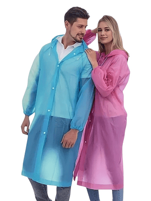 Poncho Ligero Impermeable Con Capucha Y Botones