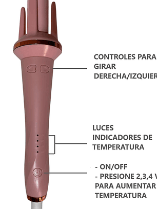 Rizador Giratorio de cabello para mujer portátil DE 60W - Rosado