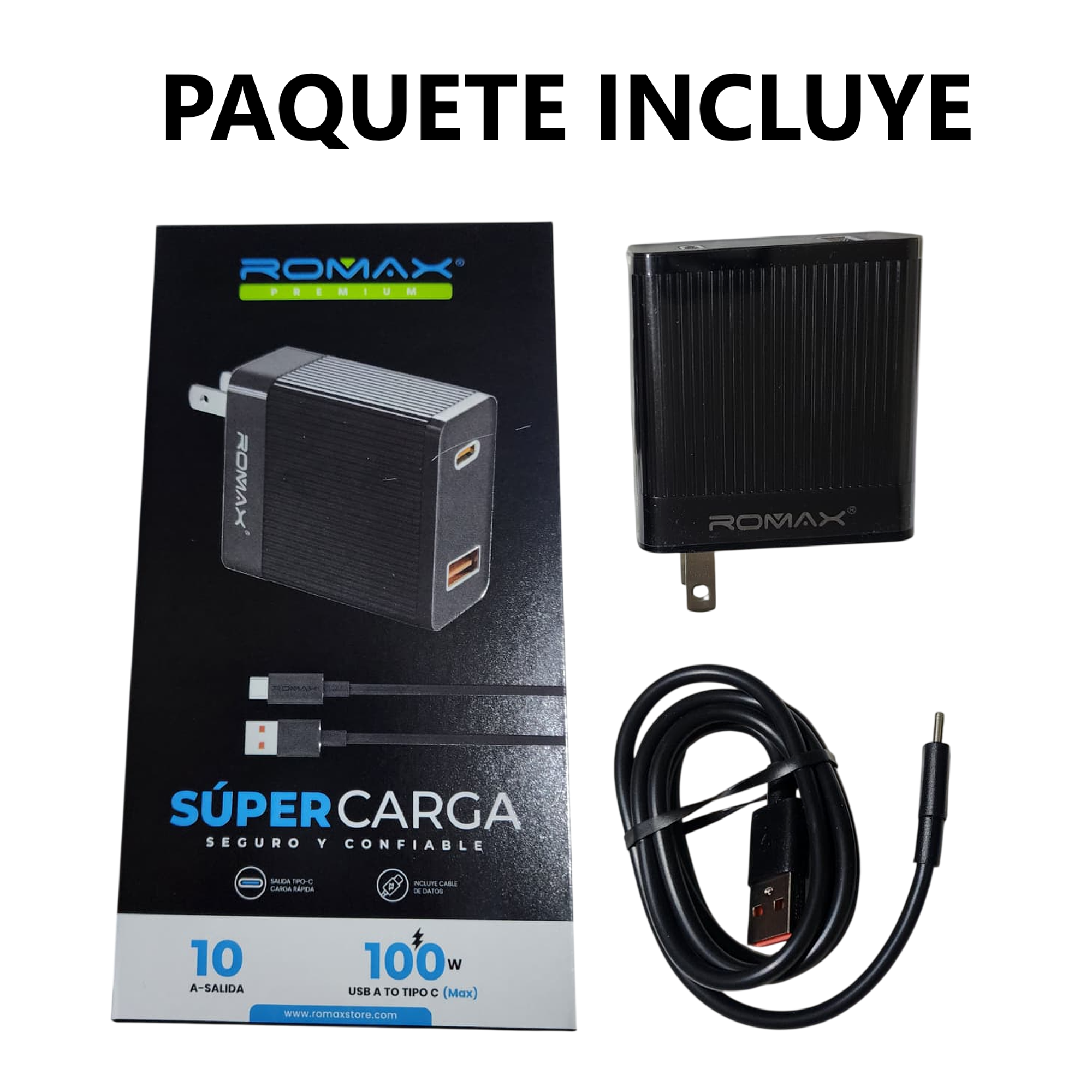 CARGADOR DE PARED 100W 10A ROMAX - NEGRO 3