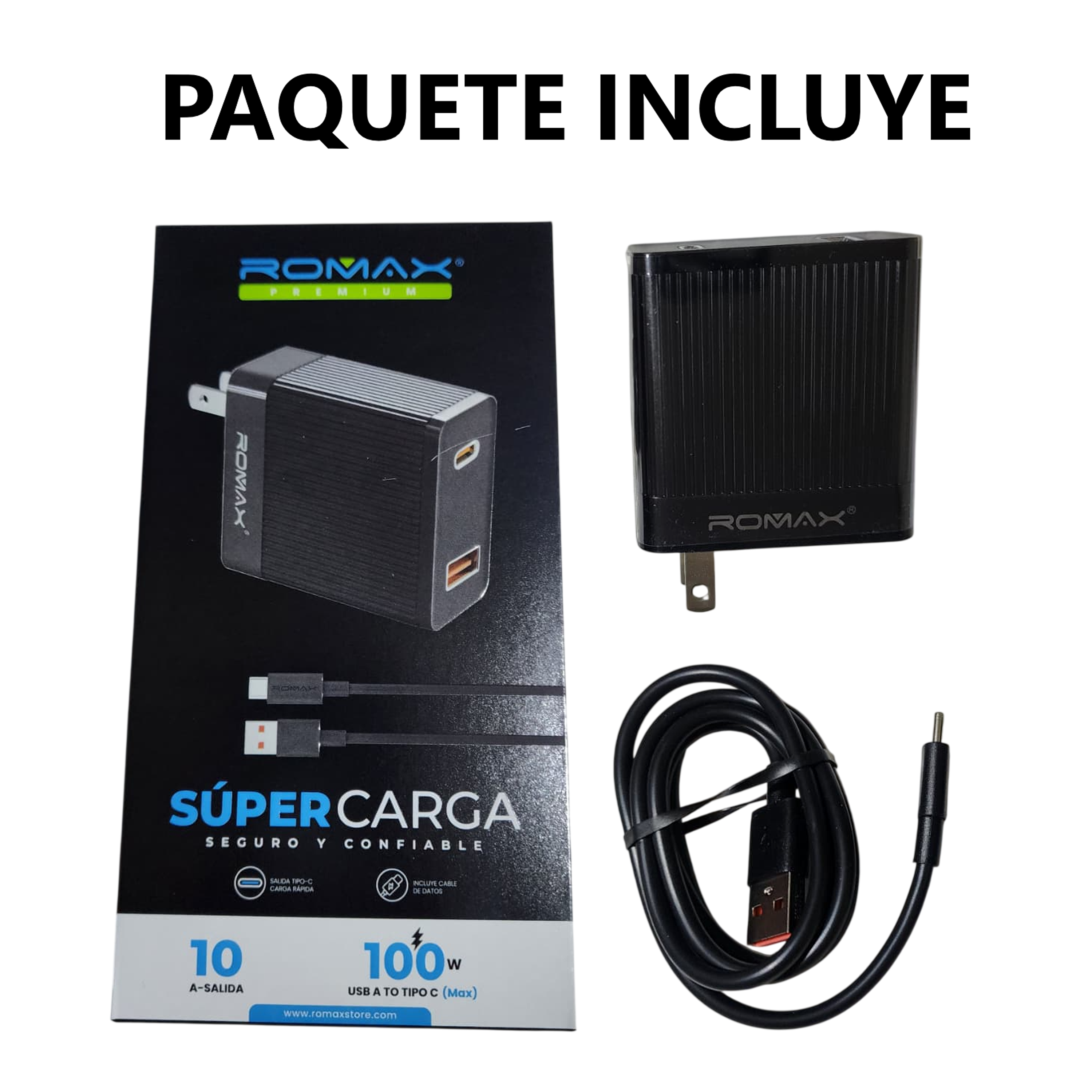 CARGADOR DE PARED 100W 10A ROMAX - NEGRO 3