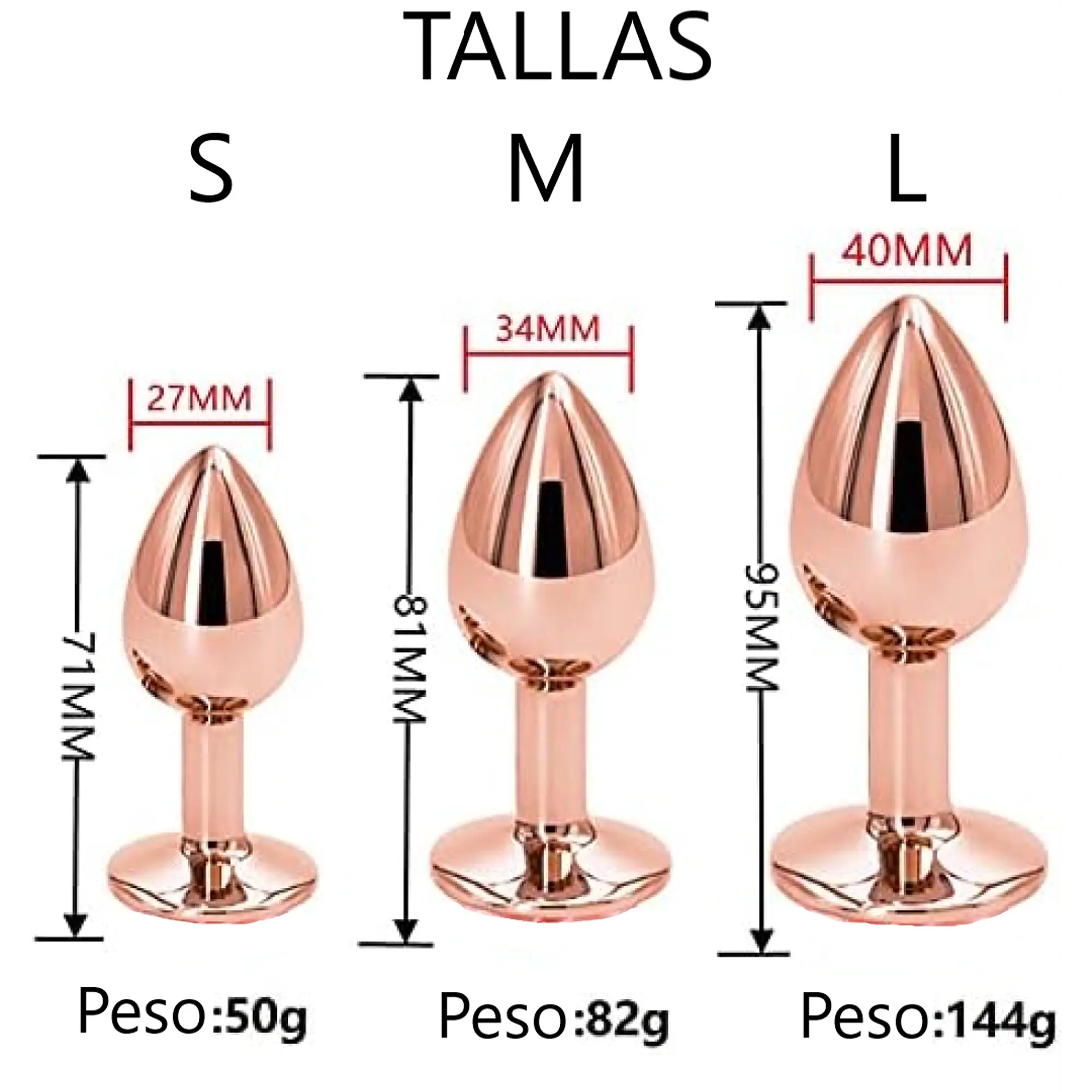 Plug De metal Rosa Oro - Talla S 6