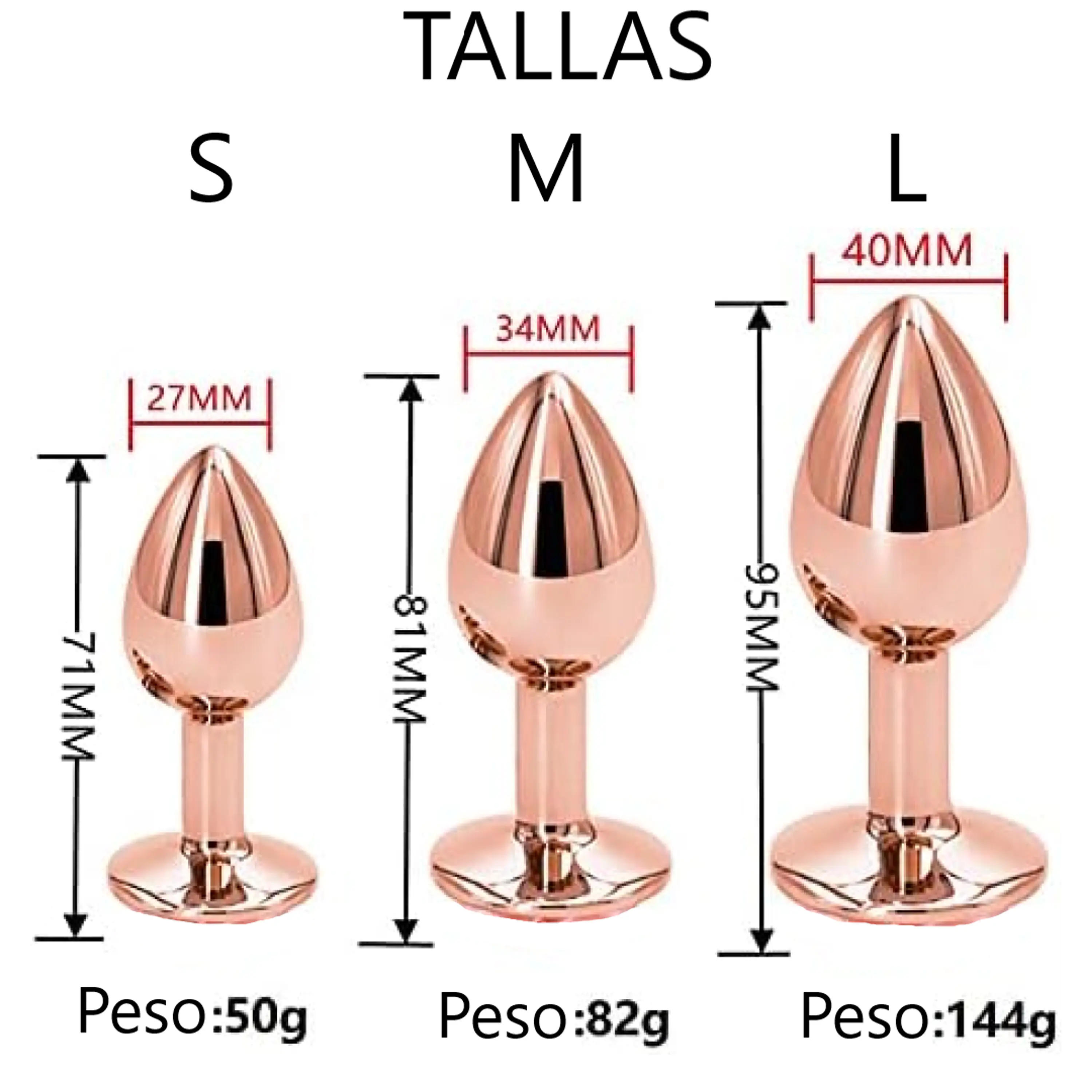 Plug De metal Rosa Oro - Talla S 6