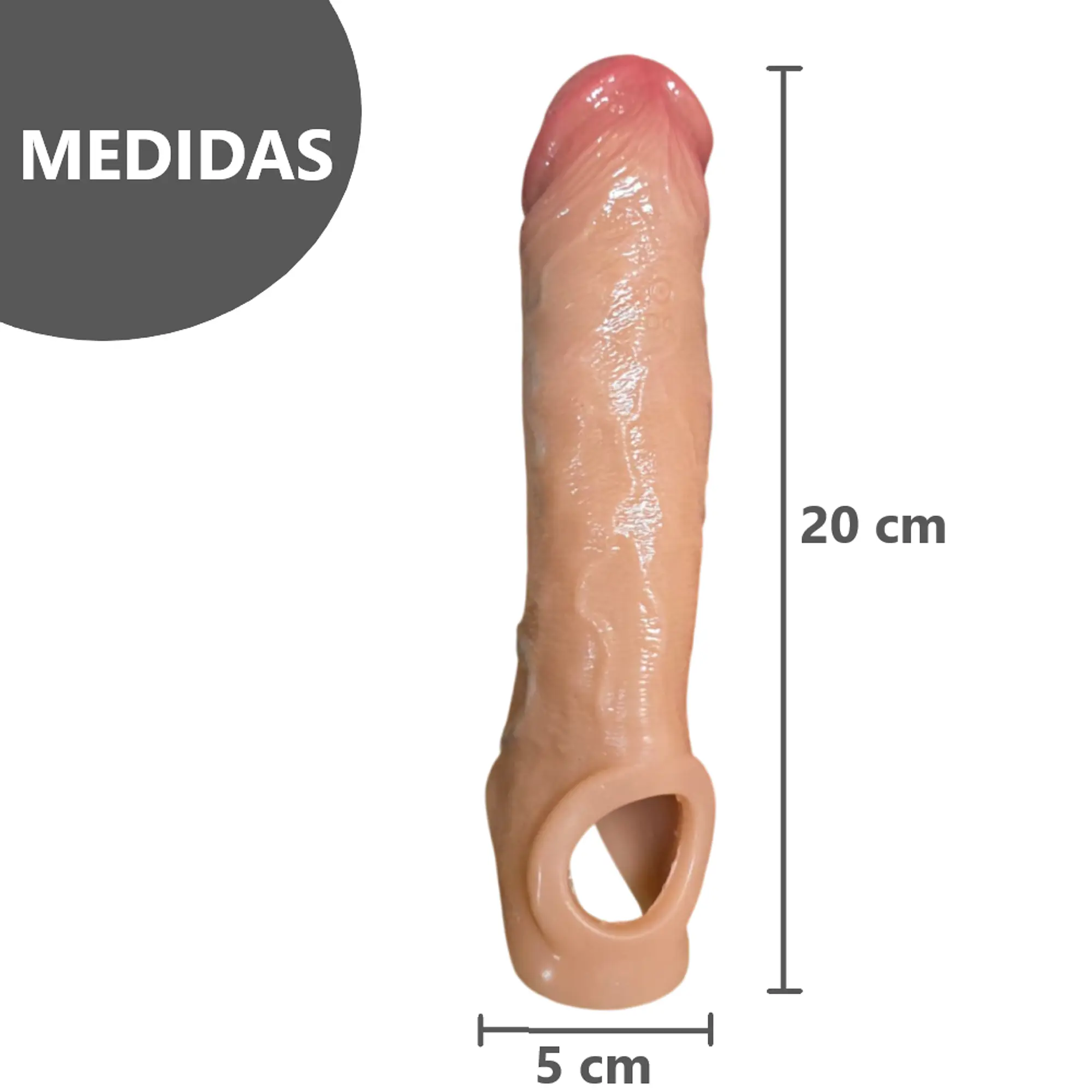 Manga con vibrador para Extender el pene Reutilizable y control remoto - 20 cm 2