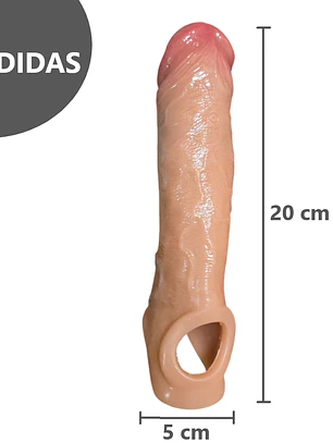 Manga con vibrador para Extender el pene Reutilizable y control remoto - 20 cm