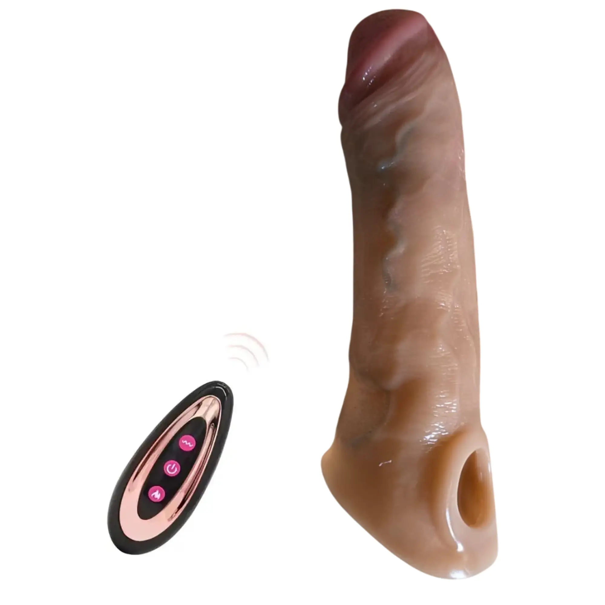 Manga con vibrador para Extender el pene Reutilizable y control remoto - 20 cm 1