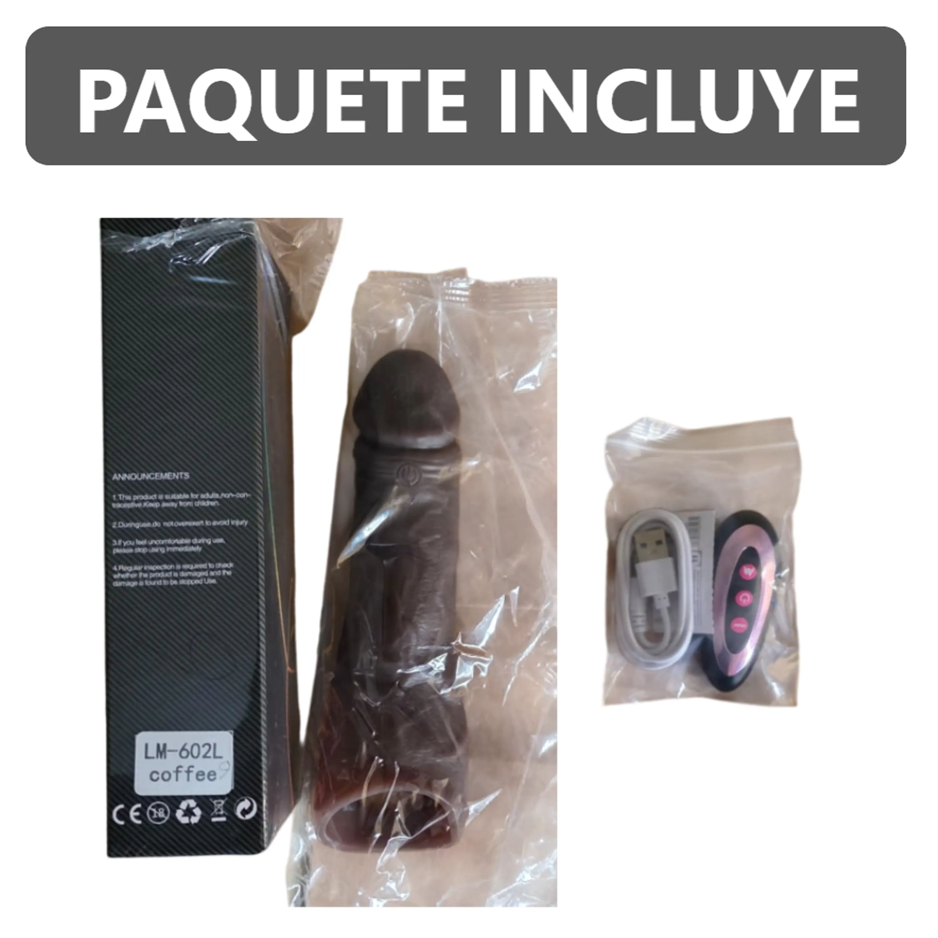 Manga con vibrador para Extender el pene Reutilizable y control remoto - Color marrón 20 cm 4