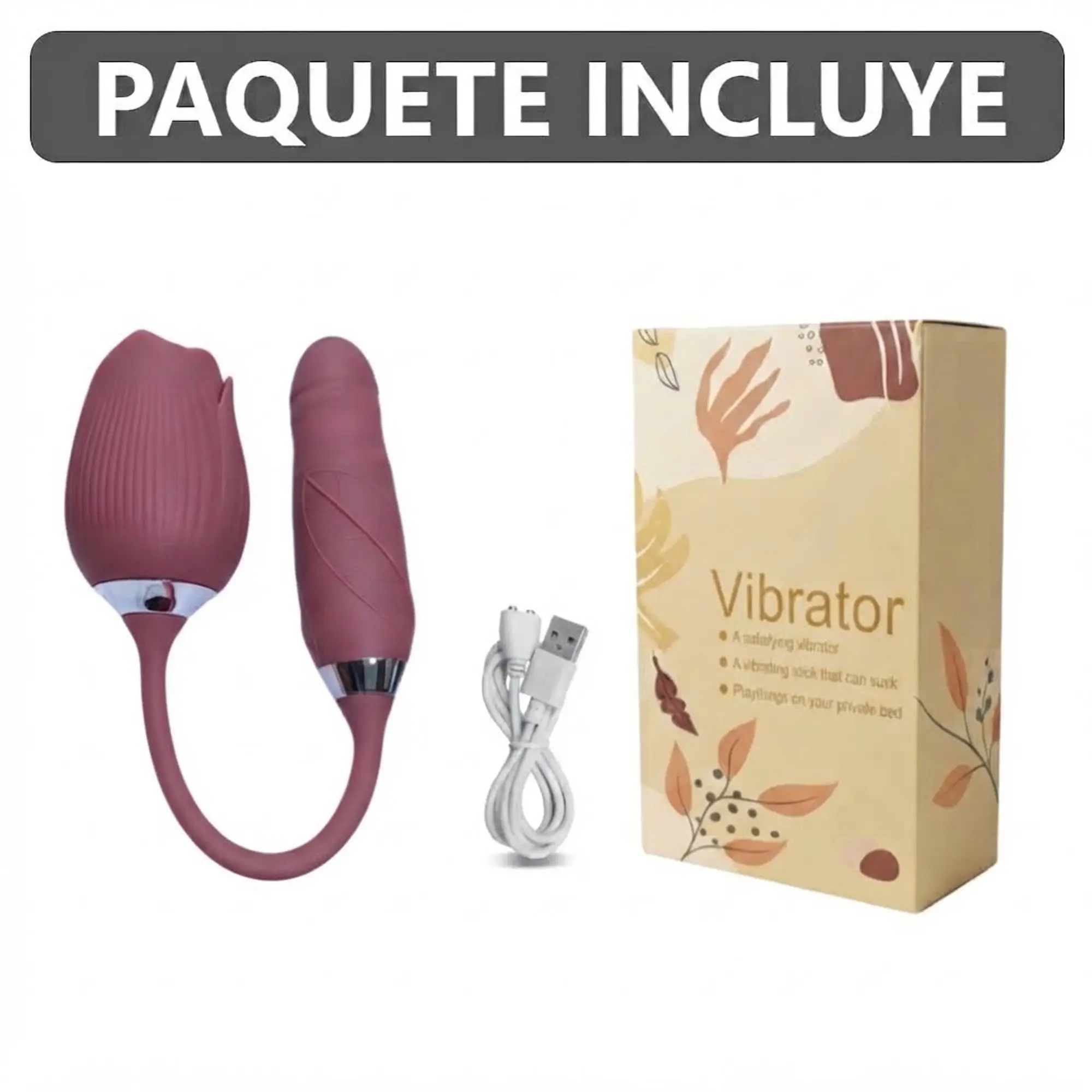 Vibrador Flor Succionador Clítoris 2 en 1 Consolador  Estimulador 2