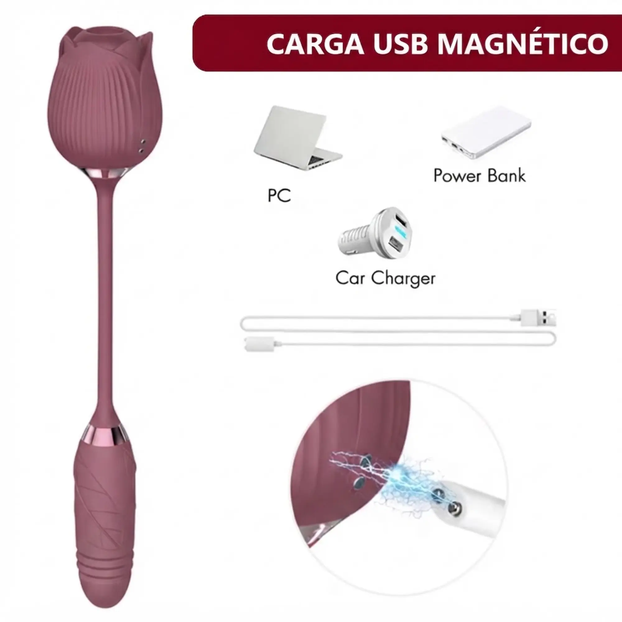 Vibrador Flor Succionador Clítoris 2 en 1 Consolador  Estimulador 4