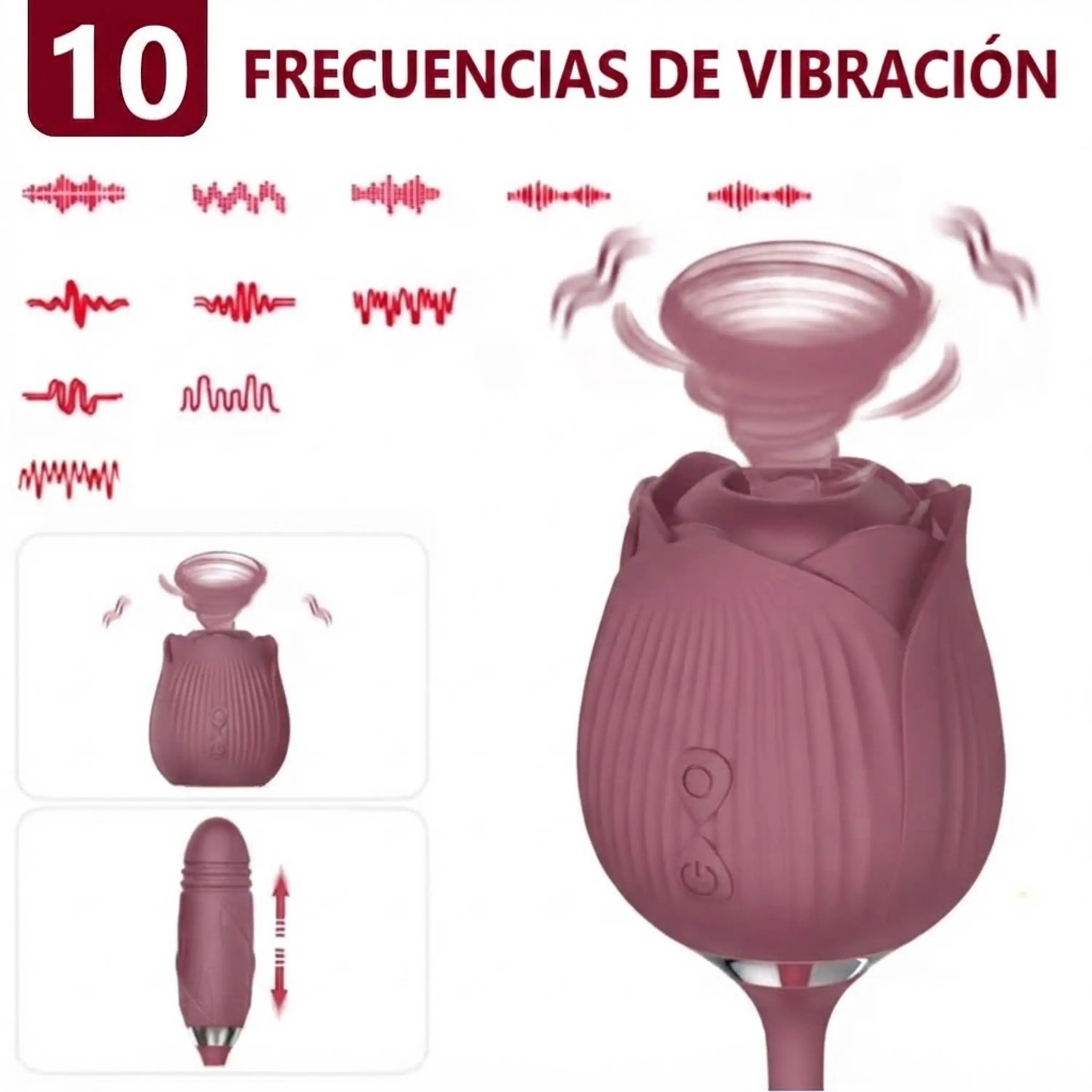Vibrador Flor Succionador Clítoris 2 en 1 Consolador  Estimulador 5