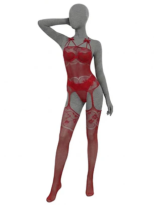 Sexy Enterizo Tipo Malla con medias 