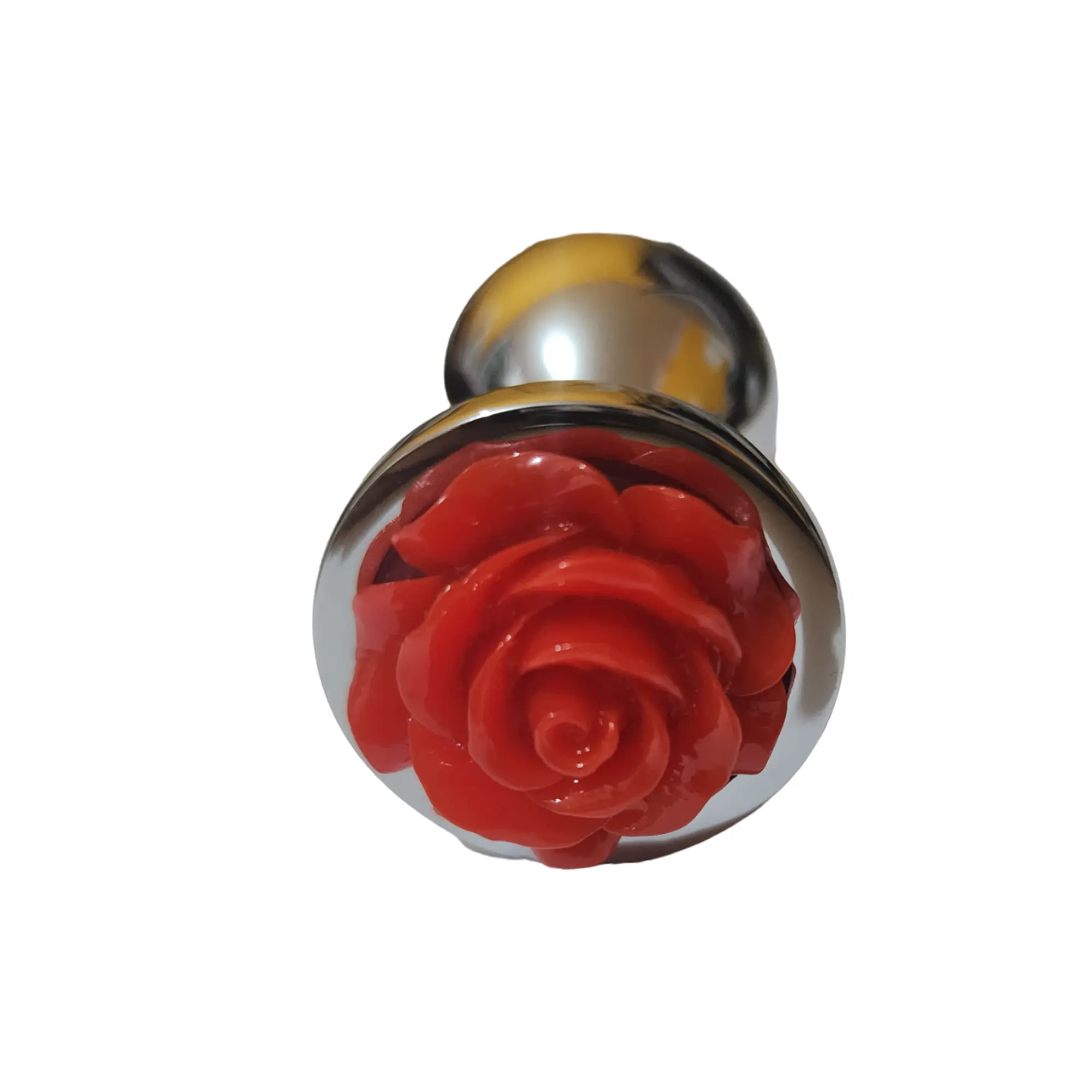 Plug de metal dije rosa roja talla M - 85x35 mm 7